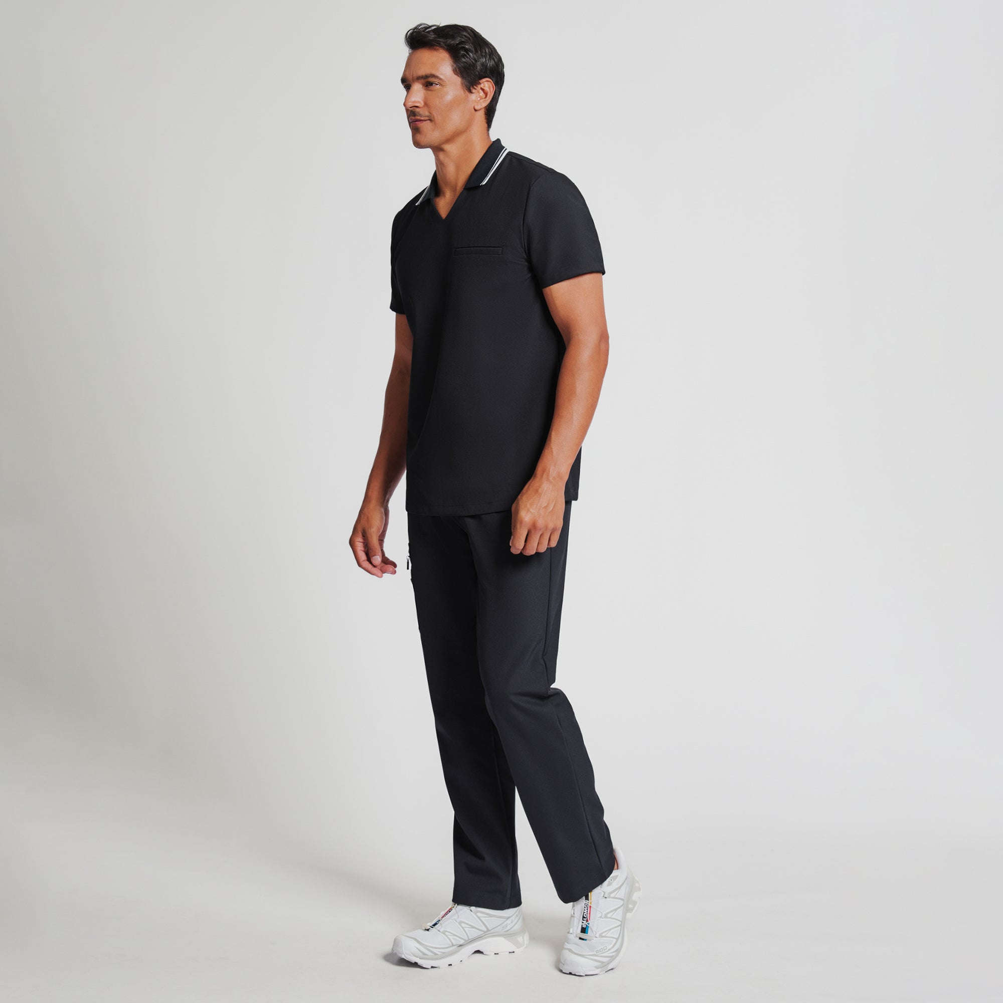 Image of Zenir | Men's Performance Polo Scrub Top - Jet Black