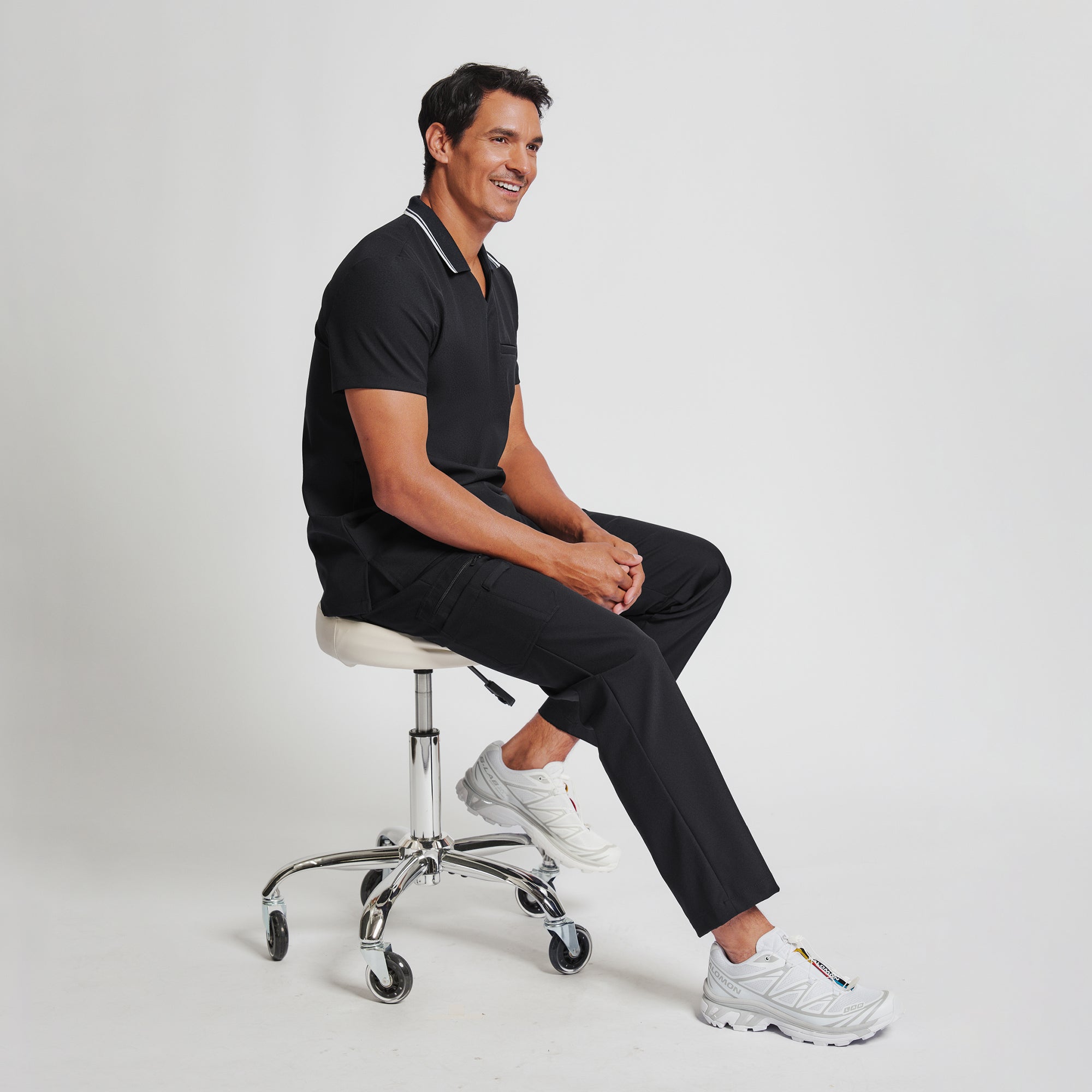 Image of Zenir | Men's Performance Polo Scrub Top - Jet Black