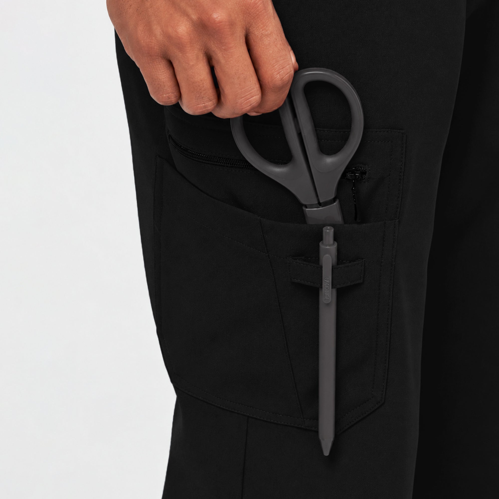 Image of Zenir | Men's Relaxed Side Pocket Scrub Pants - Jet Black
