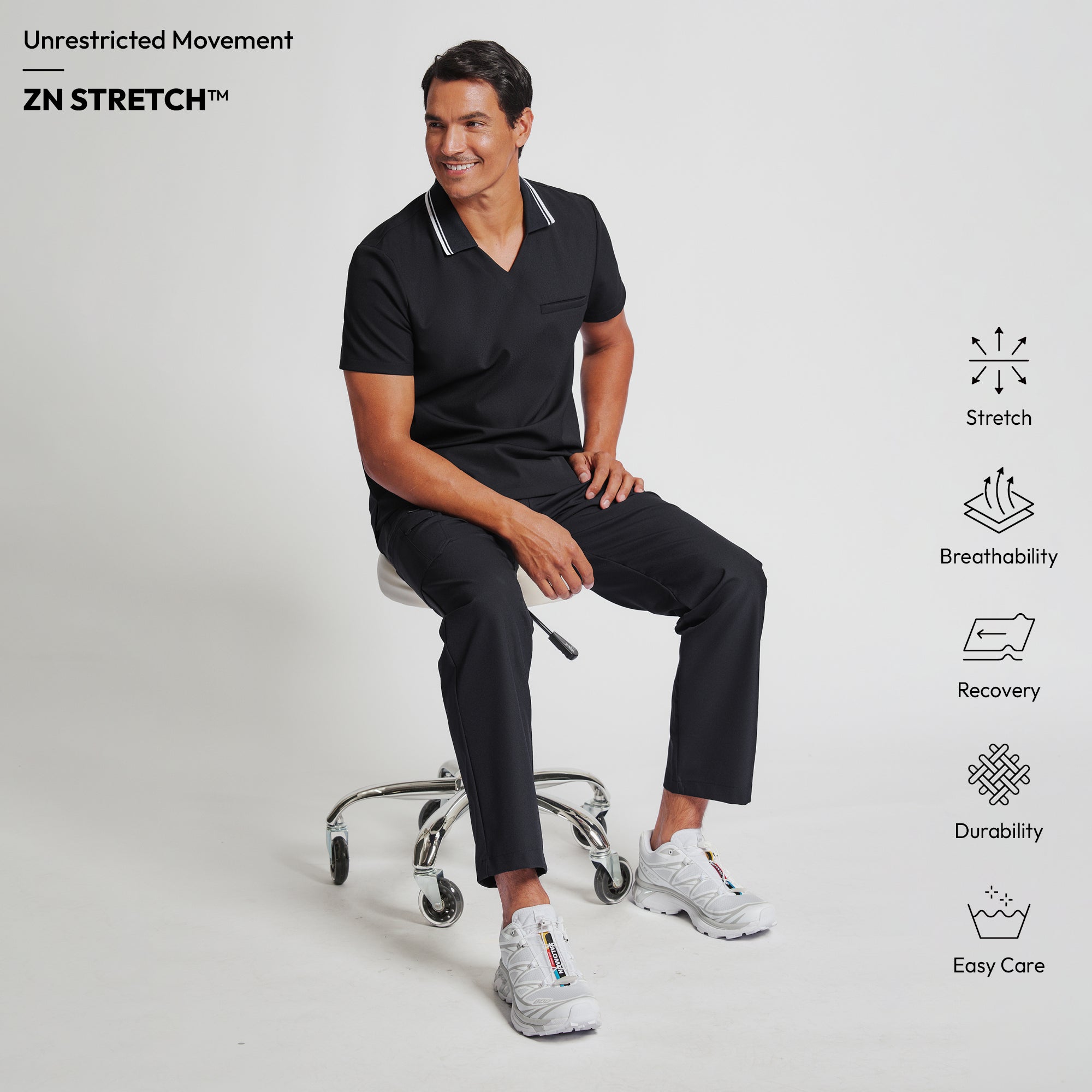 Image of Zenir | Men's Relaxed Side Pocket Scrub Pants - Jet Black