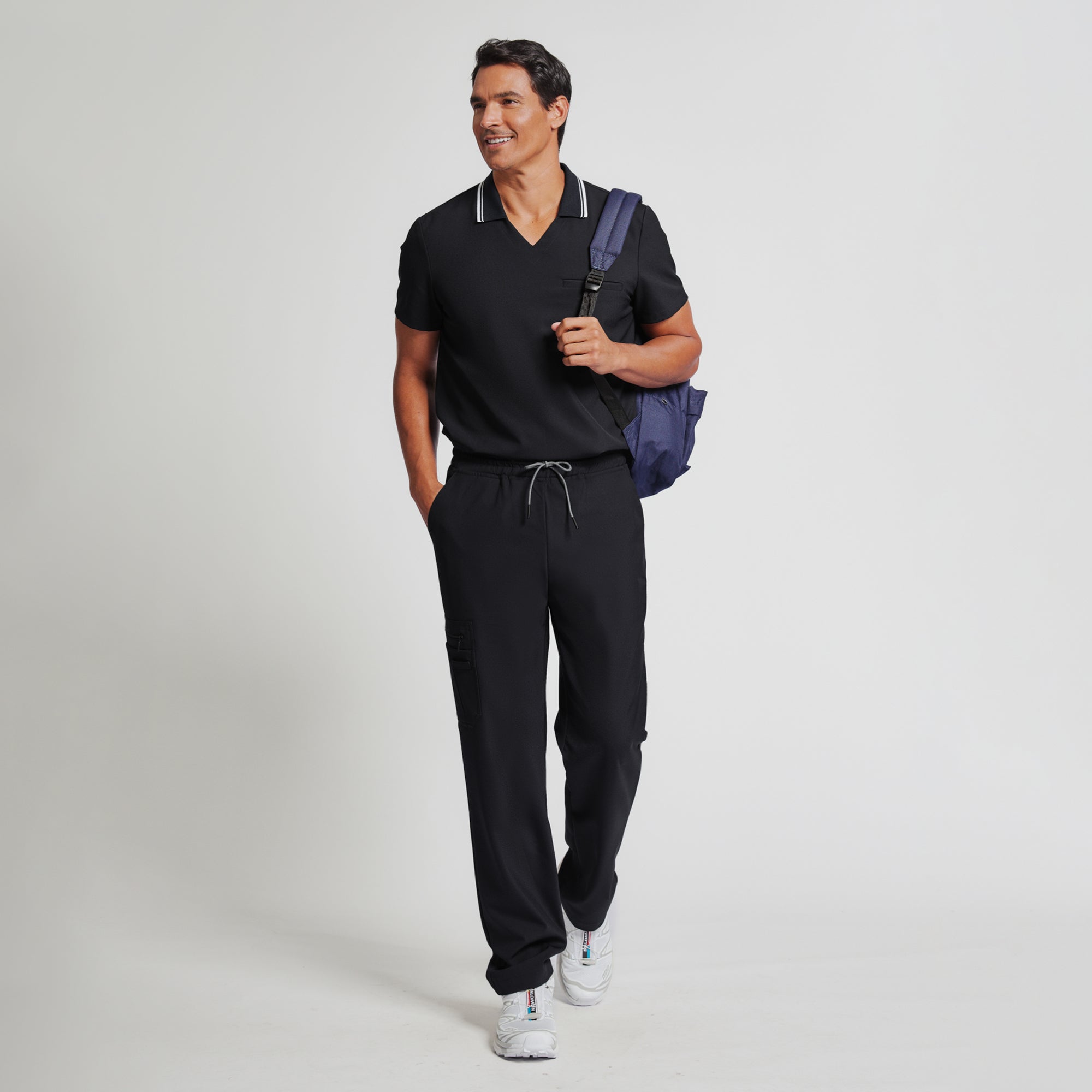 Image of Zenir | Men's Relaxed Side Pocket Scrub Pants - Jet Black