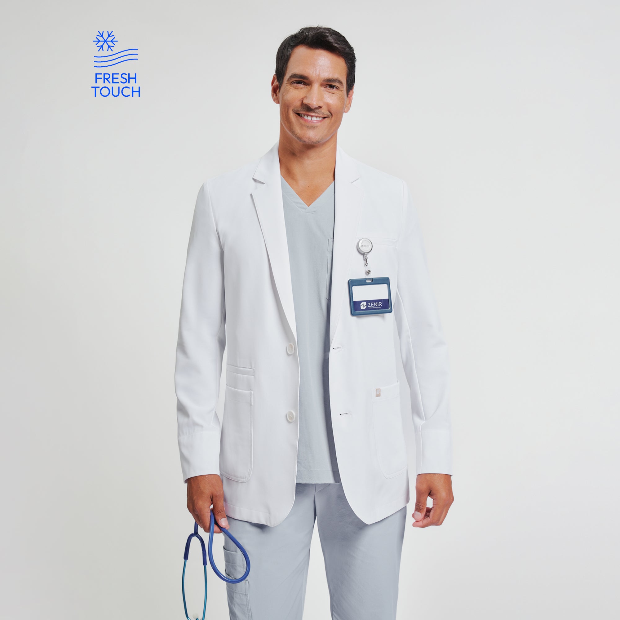 Image of Zenir | Men's Utility Short Lab Coat LCM-102 - White