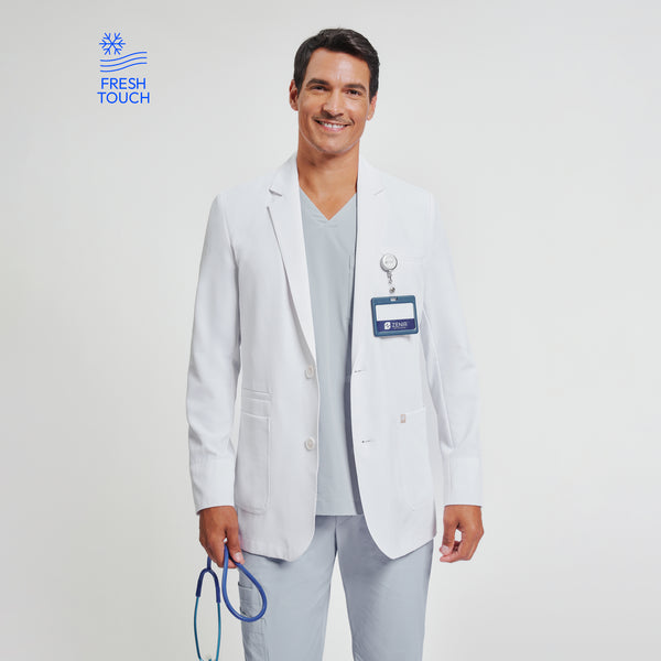 Zenir | Men's Utility Short Lab Coat LCM-102 - White