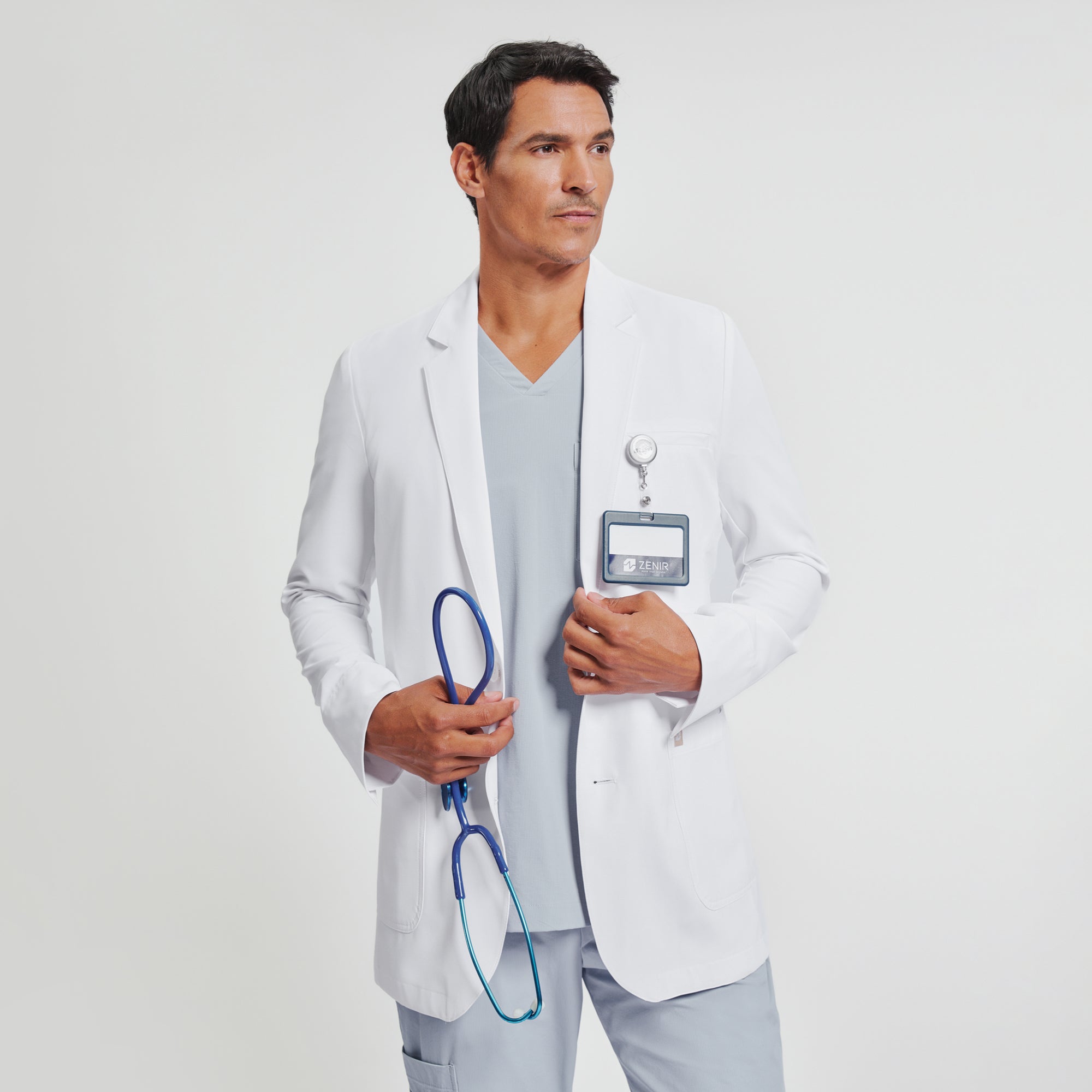Image of Zenir | Men's Utility Short Lab Coat LCM-102 - White