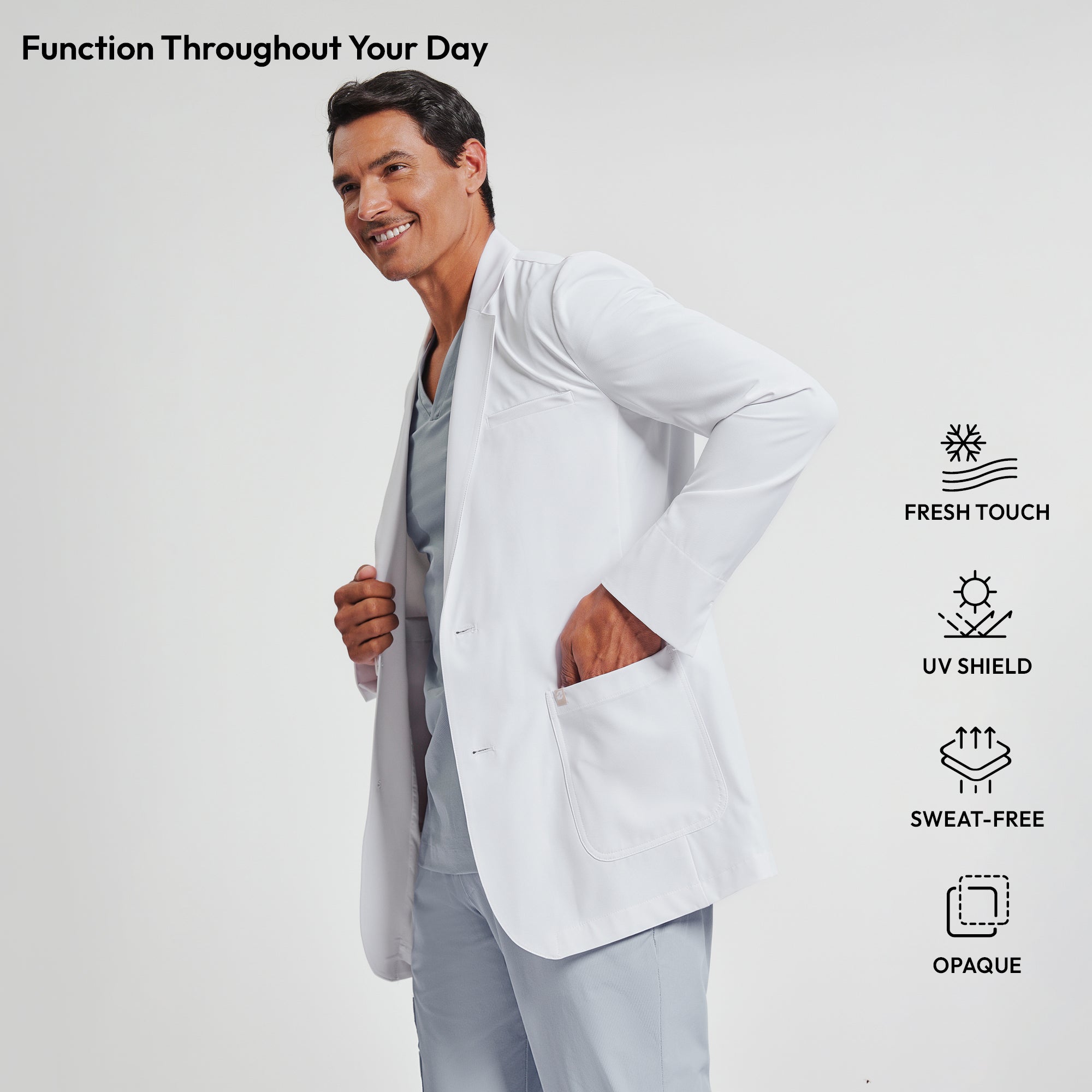 Image of Zenir | Men's Utility Short Lab Coat LCM-102 - White