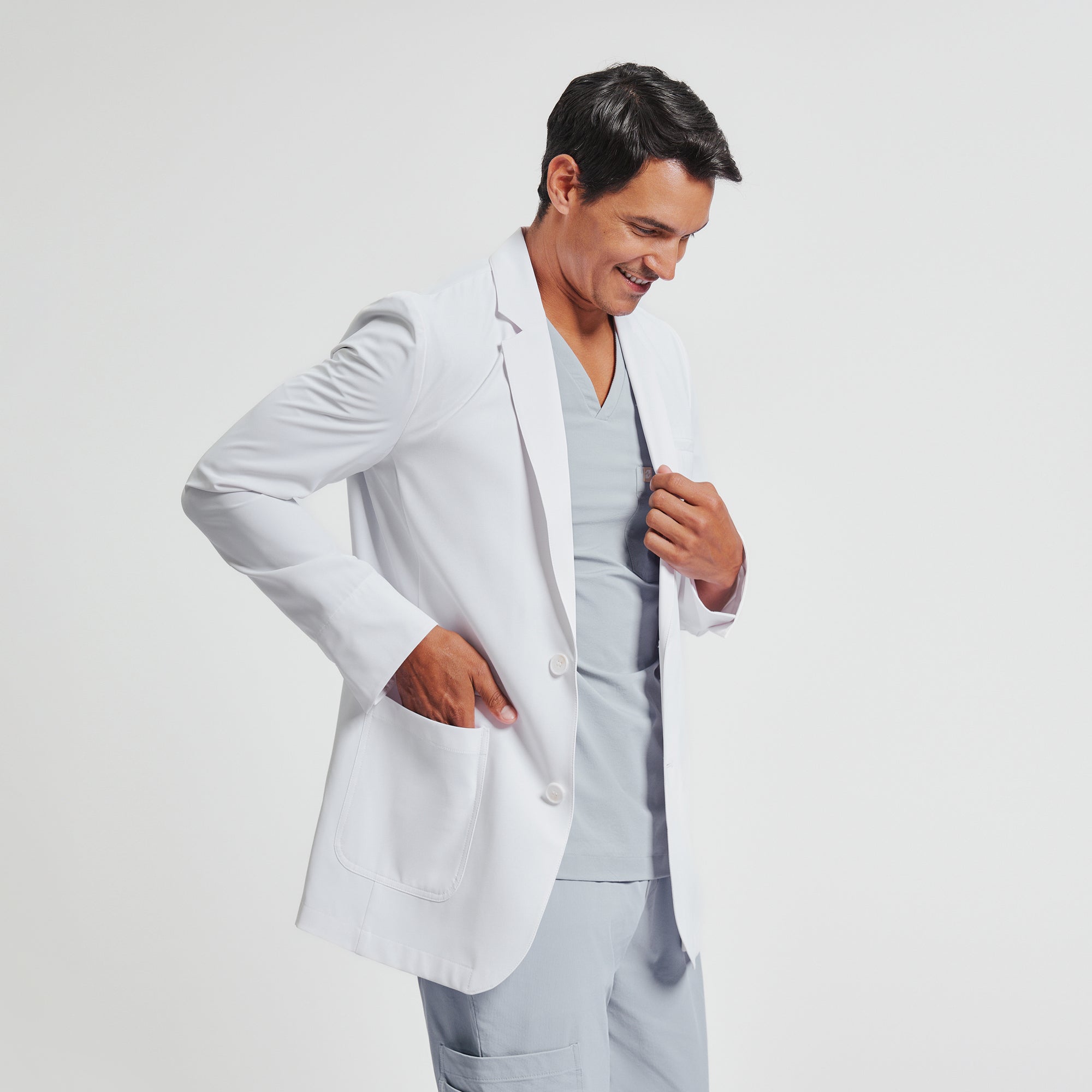 Image of Zenir | Men's Utility Short Lab Coat LCM-102 - White