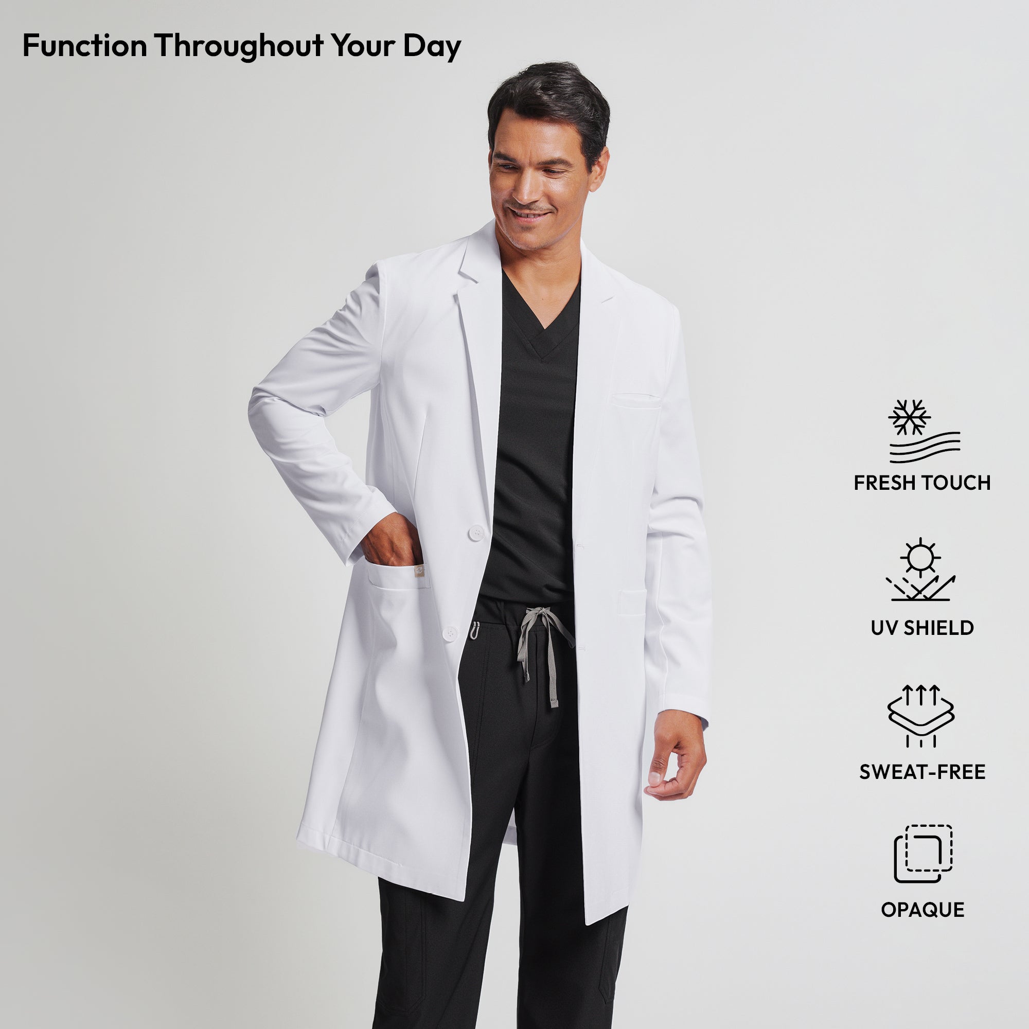 Image of Zenir | Men's Professional Long Lab Coat LCM-103 - White