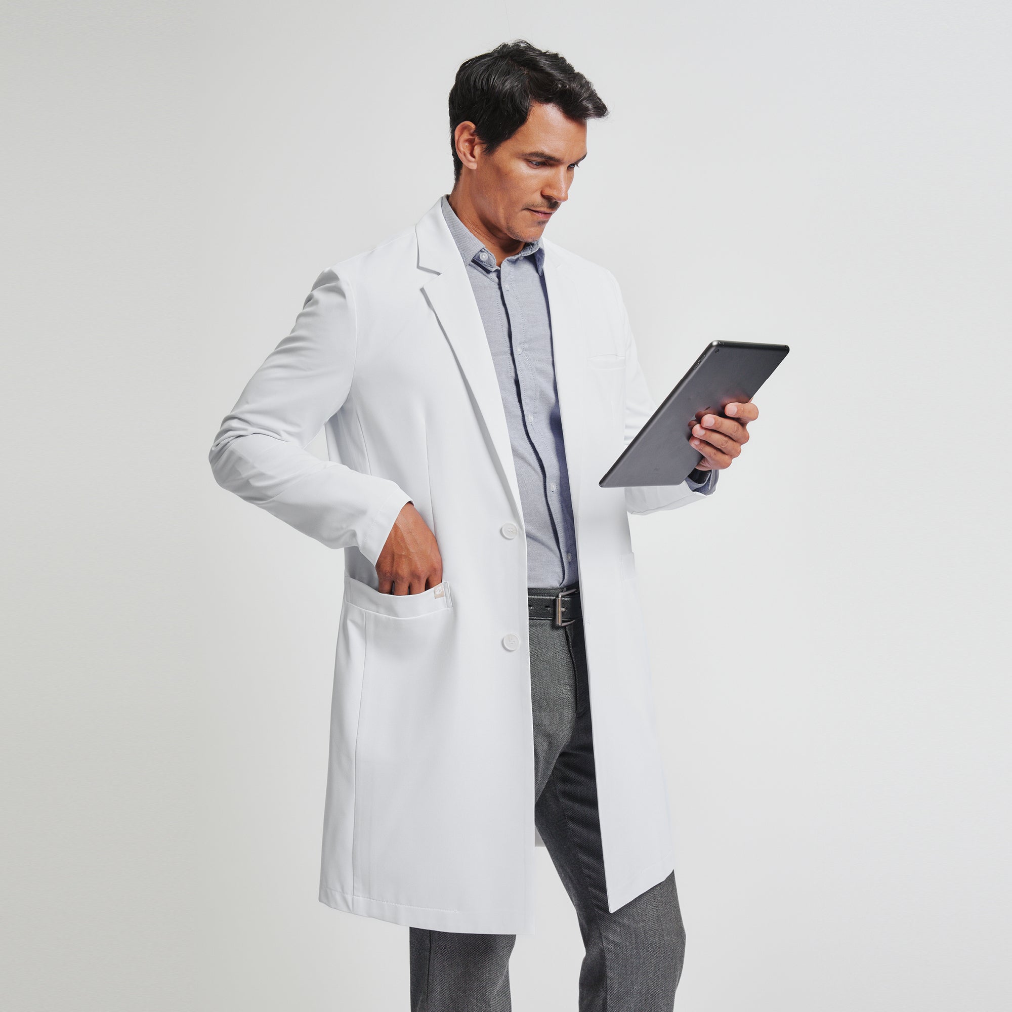 Image of Zenir | Men's Professional Long Lab Coat LCM-103 - White