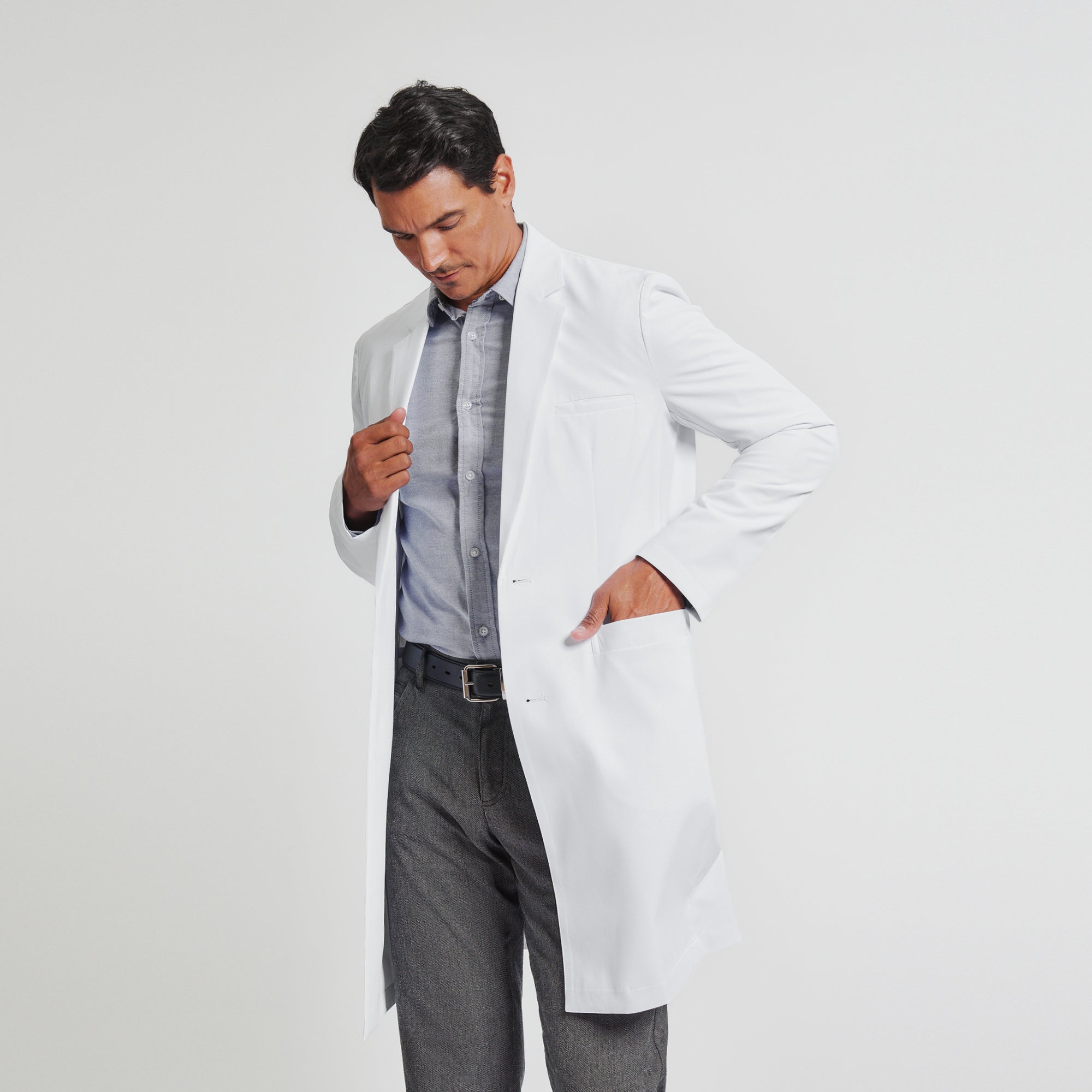 Image of Zenir | Men's Professional Long Lab Coat LCM-303 - White
