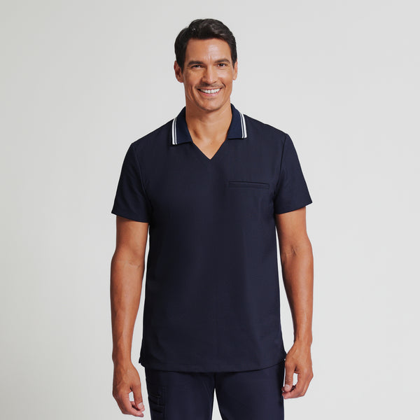 Zenir | Men's Performance Polo Scrub Top - Midnight Navy