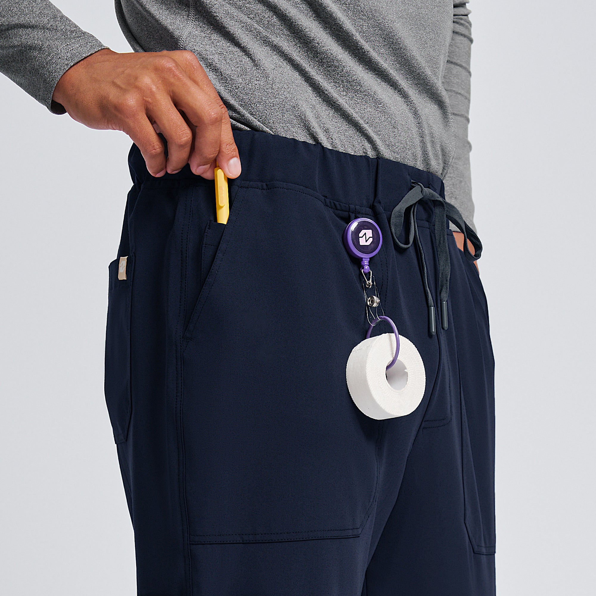 Image of Zenir | Men's Essential 8-Pocket Straight Scrub Pants - Navy