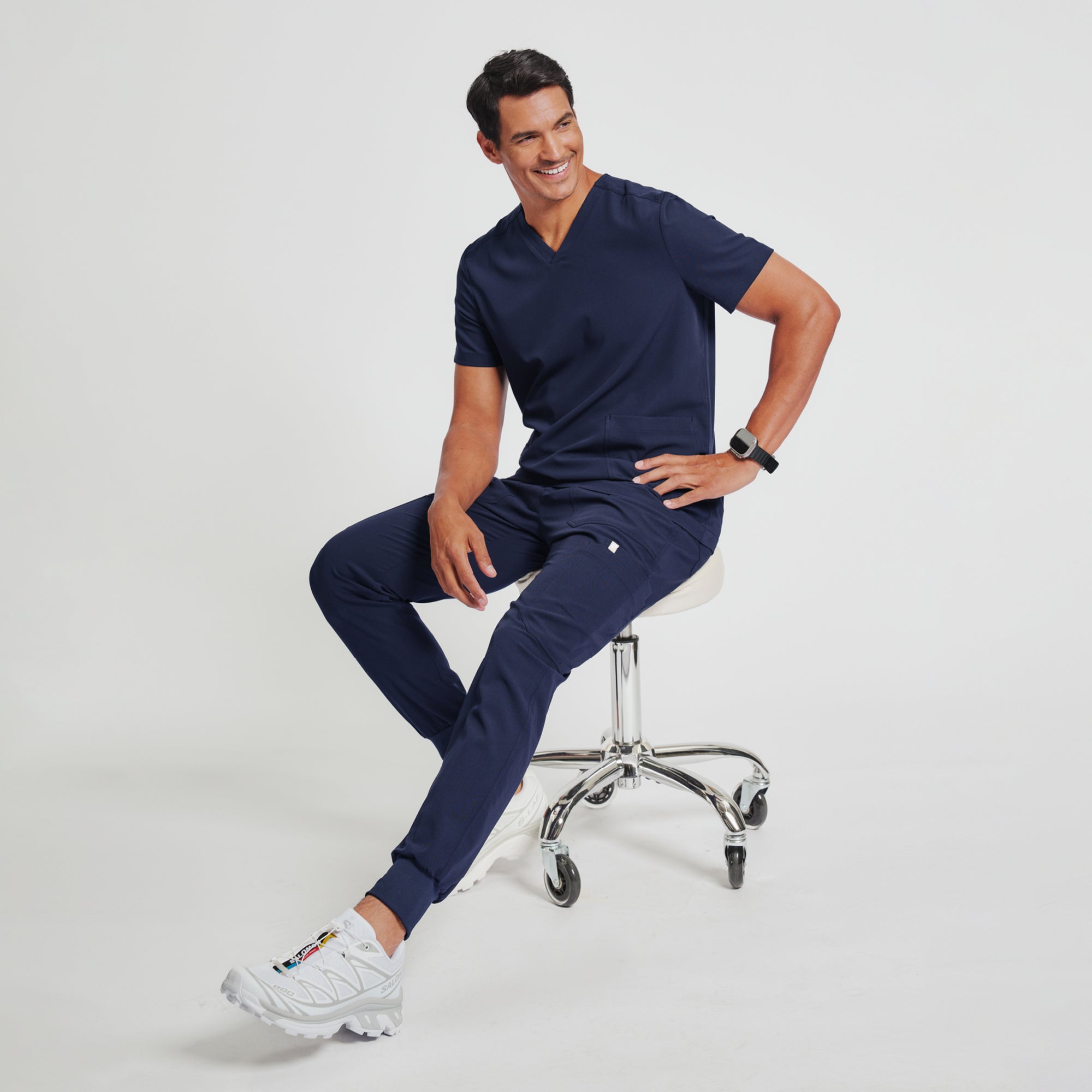 Image of Zenir | Men's Essential 8-Pocket Jogger Scrub Pants - Navy