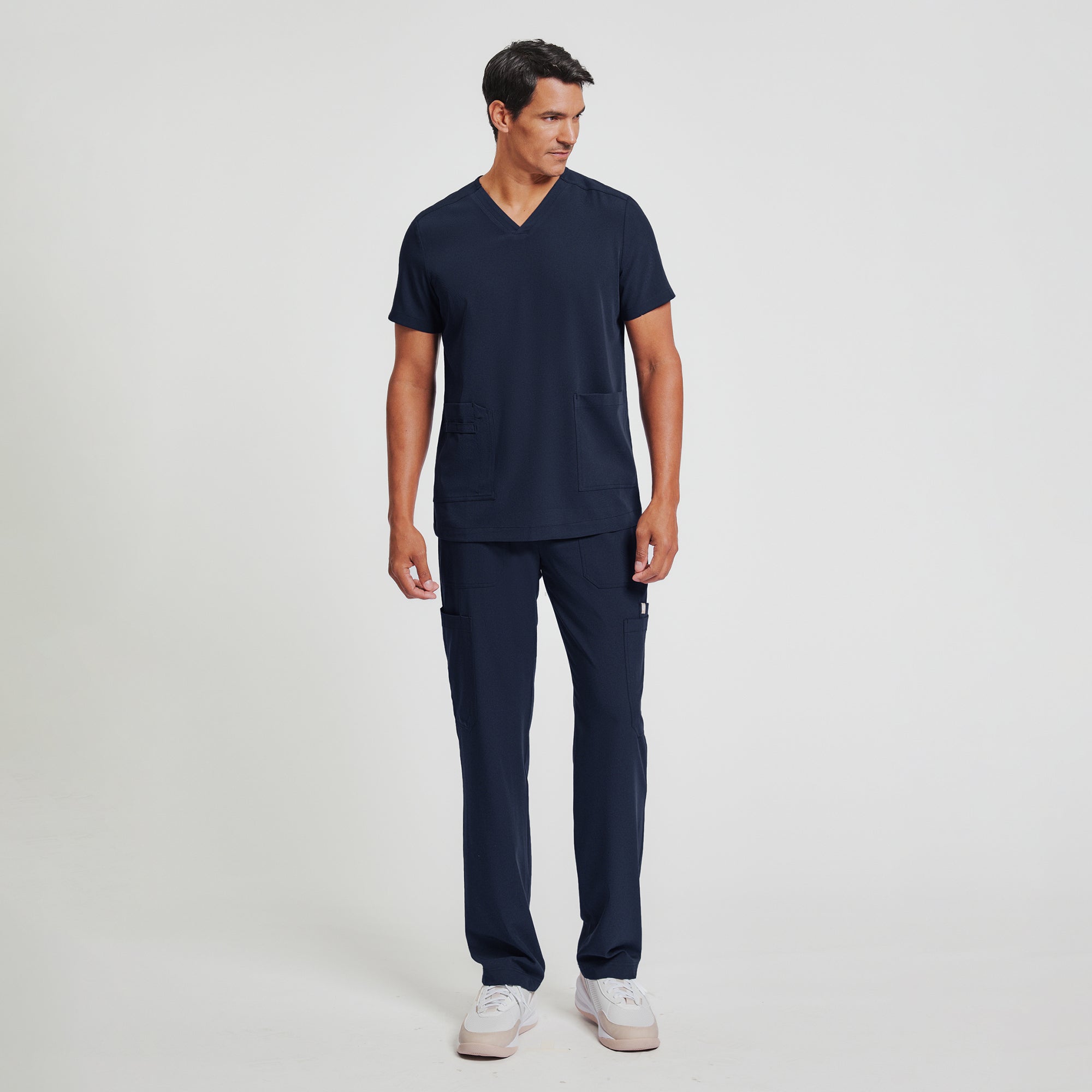 Image of Zenir | Men's Essential 8-Pocket Straight Scrub Pants - Navy