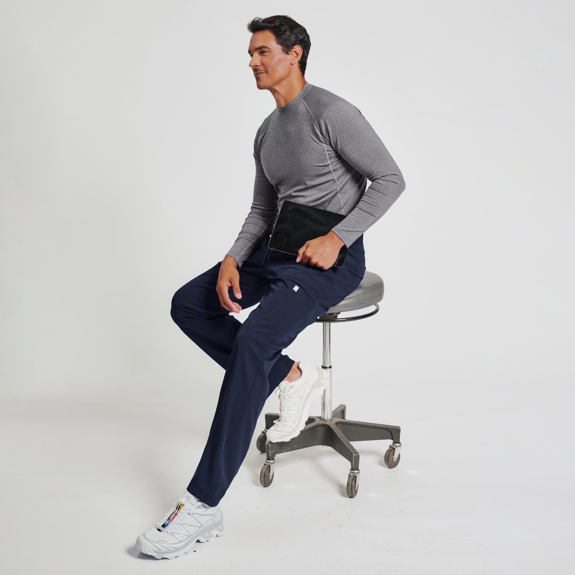 Image of Zenir | Men's Essential 8-Pocket Straight Scrub Pants - Navy
