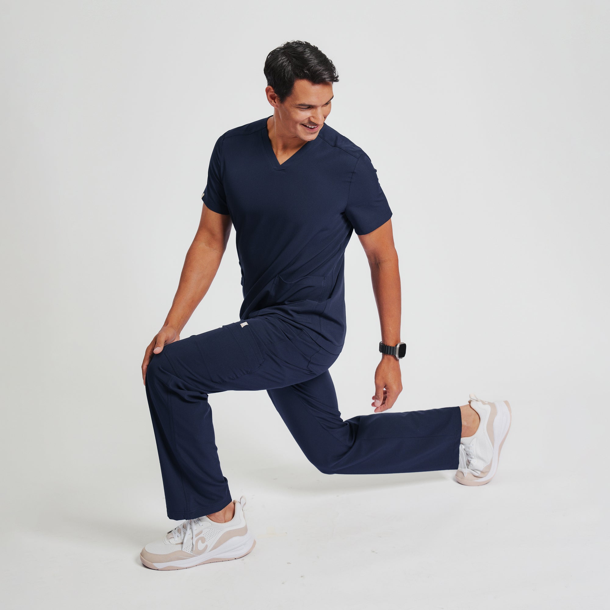 Image of Zenir | Men's Essential 8-Pocket Straight Scrub Pants - Navy