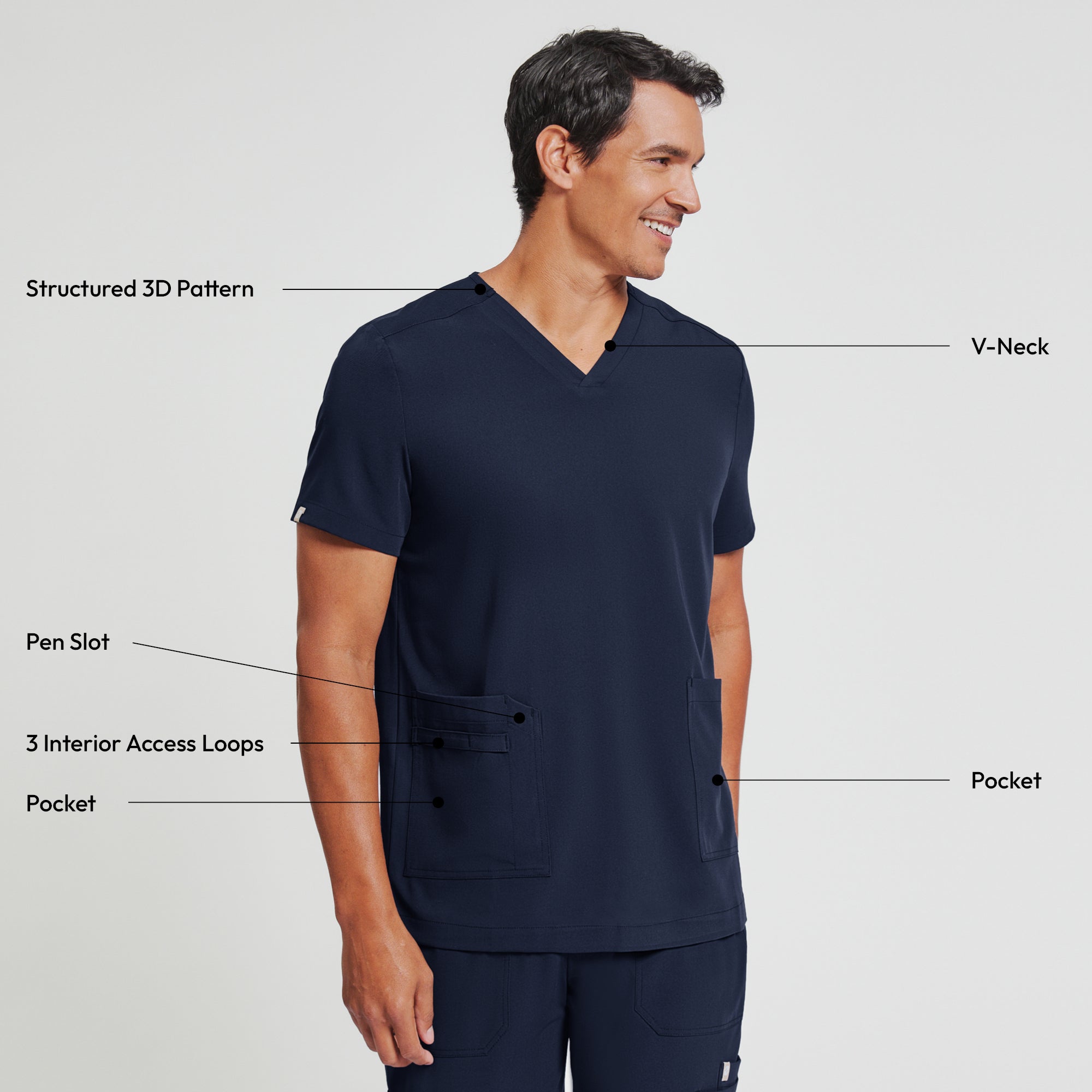 Image of Zenir | Men's VersaPocket Scrub Top - Navy