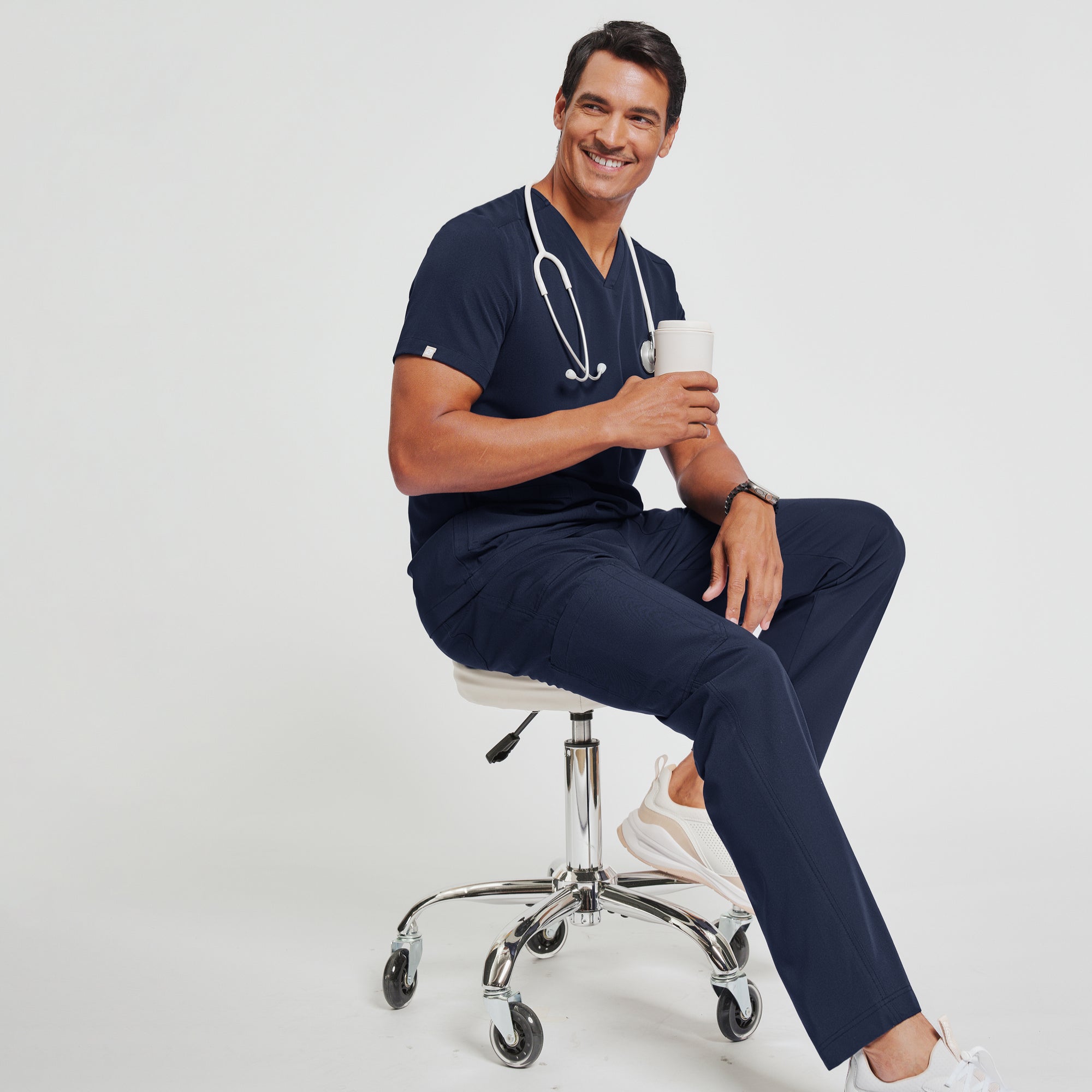 Image of Zenir | Men's VersaPocket Scrub Top - Navy