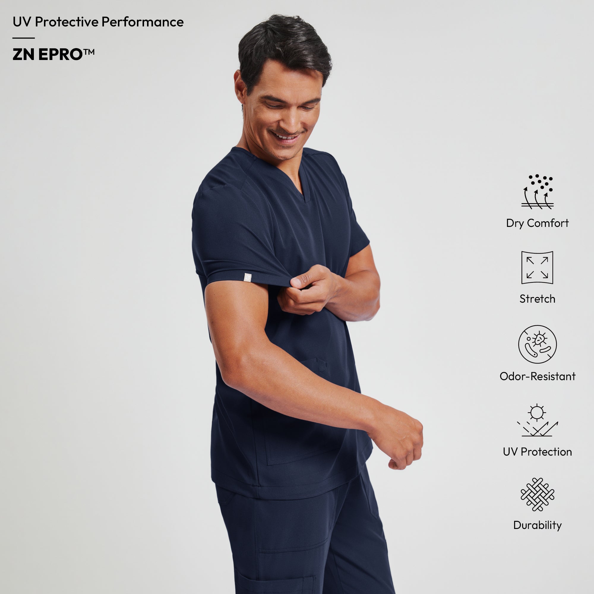 Image of Zenir | Men's VersaPocket Scrub Top - Navy