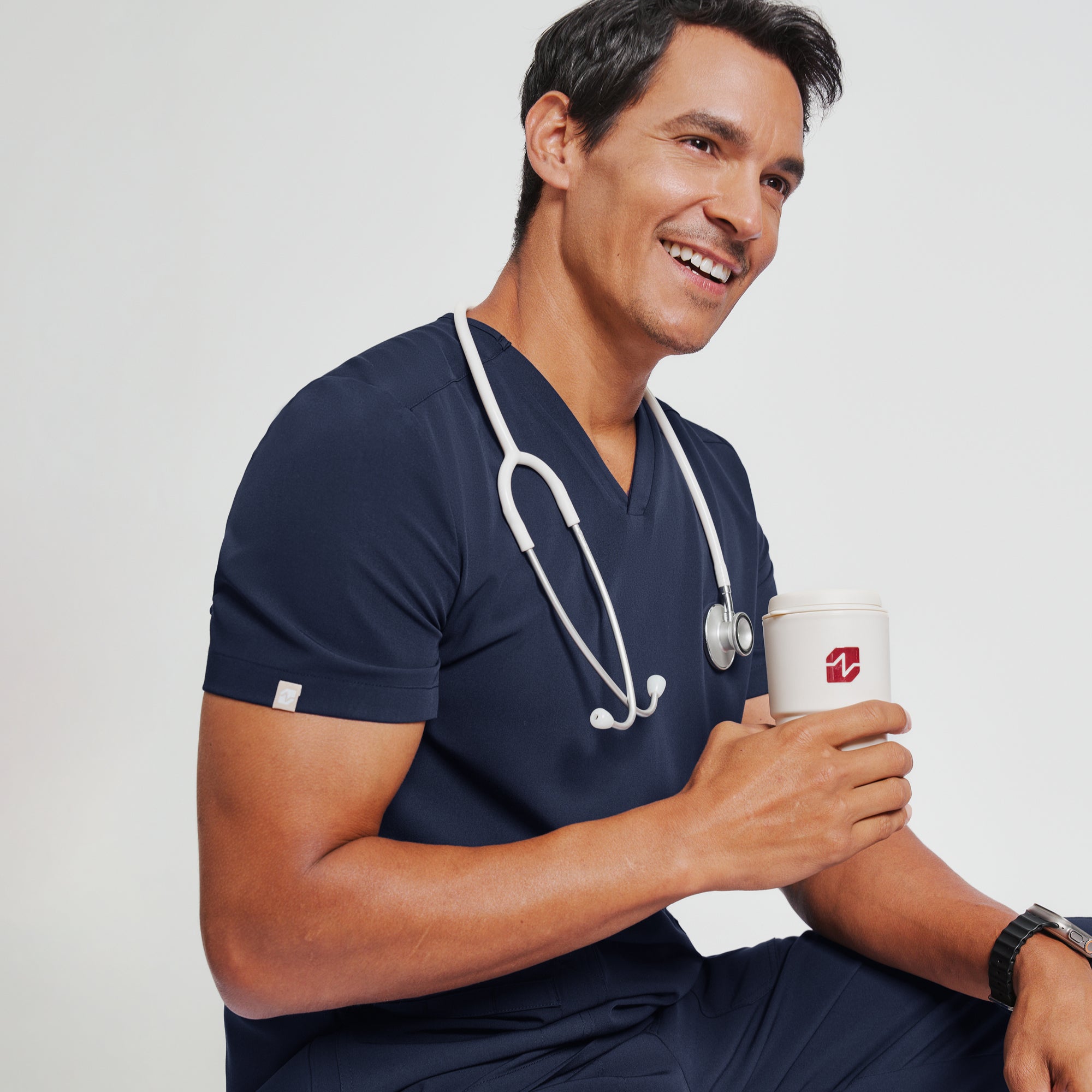 Image of Zenir | Men's VersaPocket Scrub Top - Navy