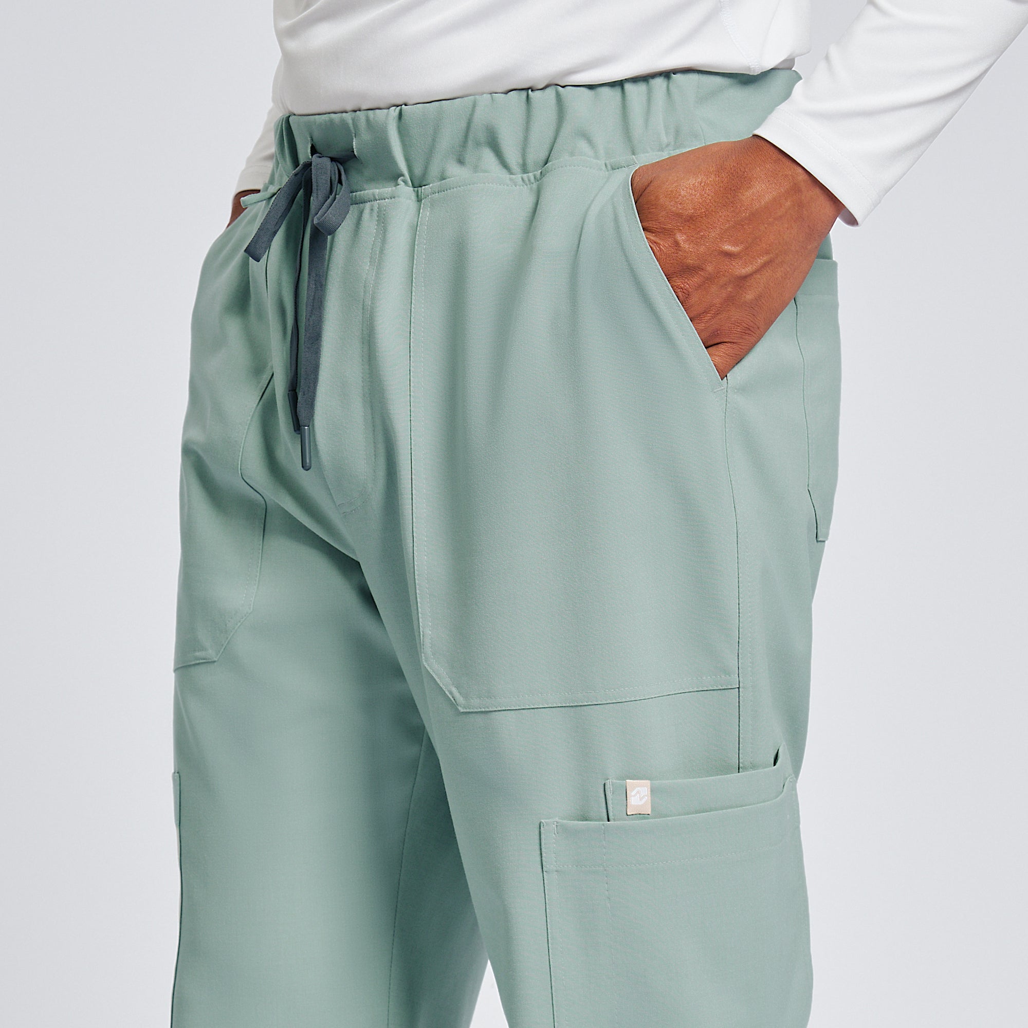 Image of Zenir | Men's Essential 8-Pocket Straight Scrub Pants - Sage Green
