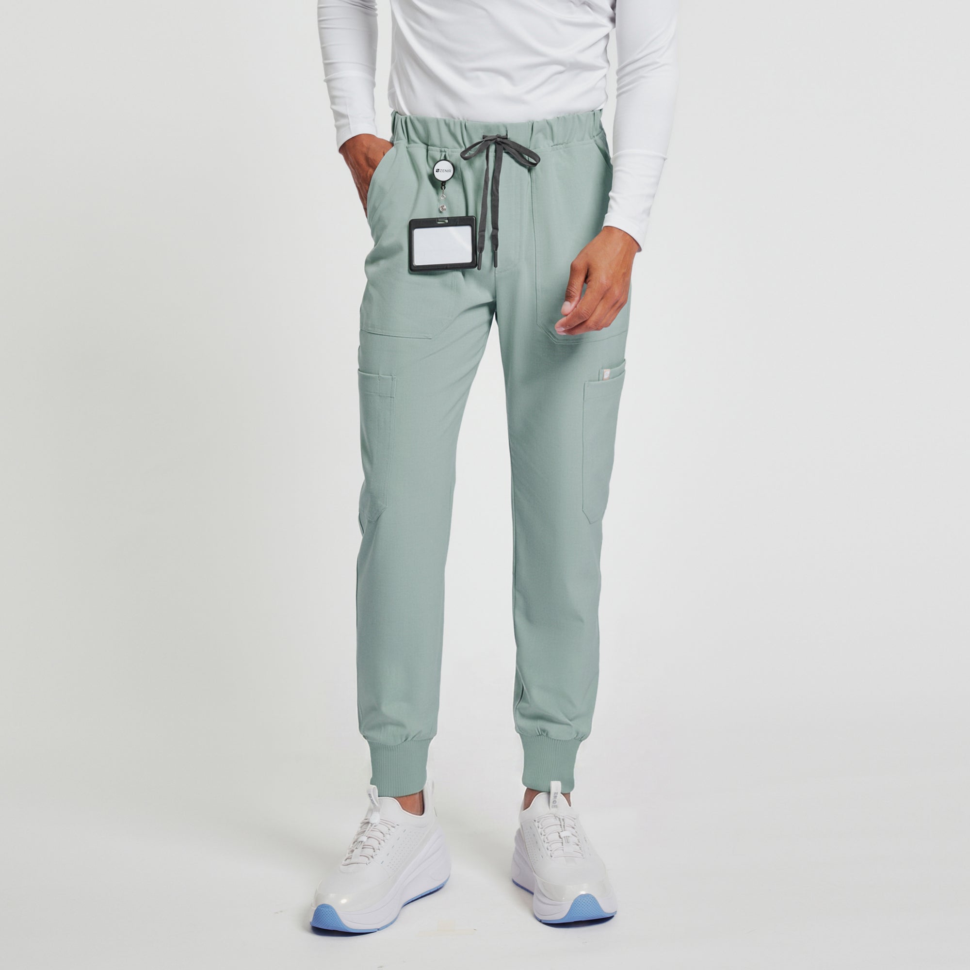 Image of Zenir | Men's Essential 8-Pocket Jogger Scrub Pants - Sage Green