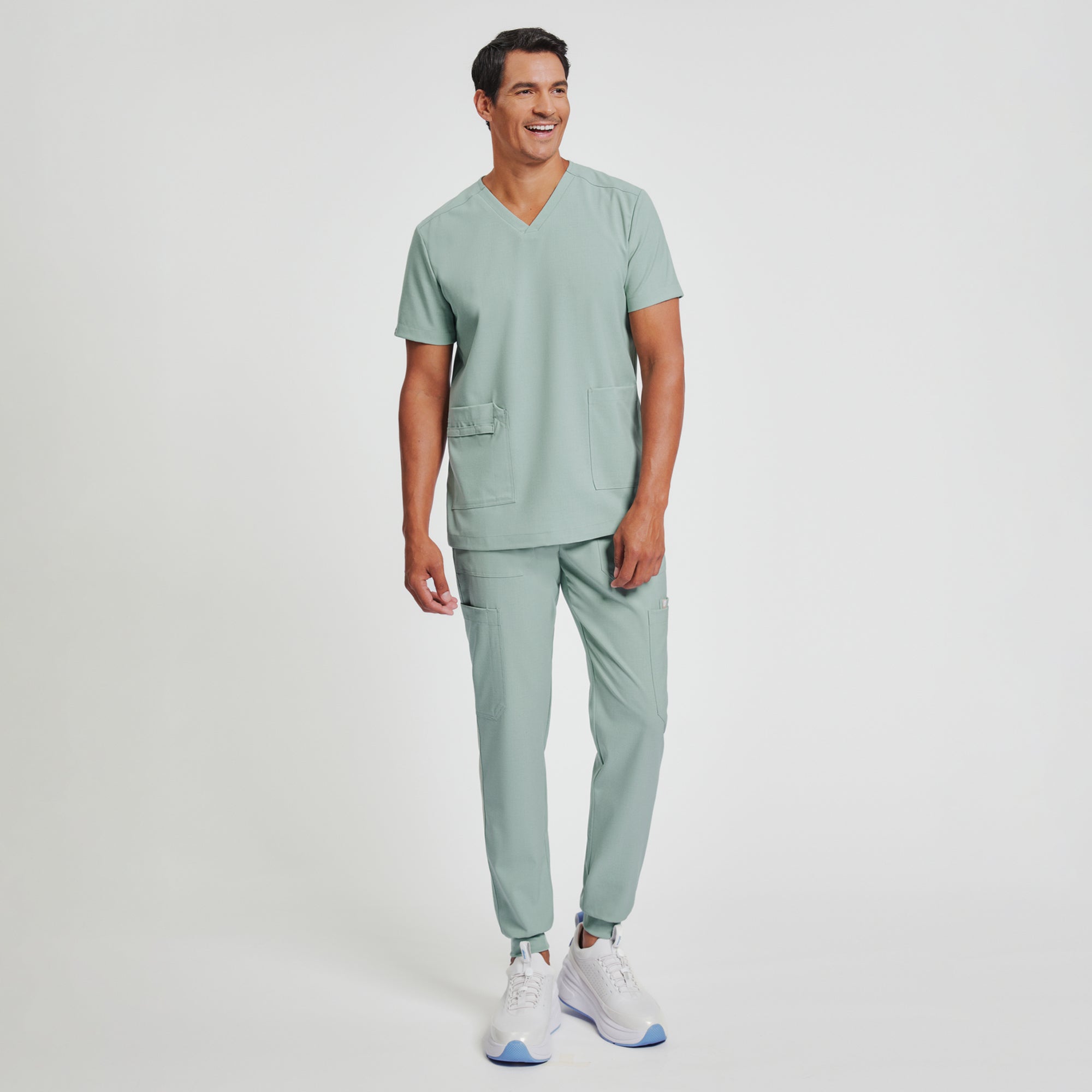 Image of Zenir | Men's VersaPocket Scrub Top - Sage Green