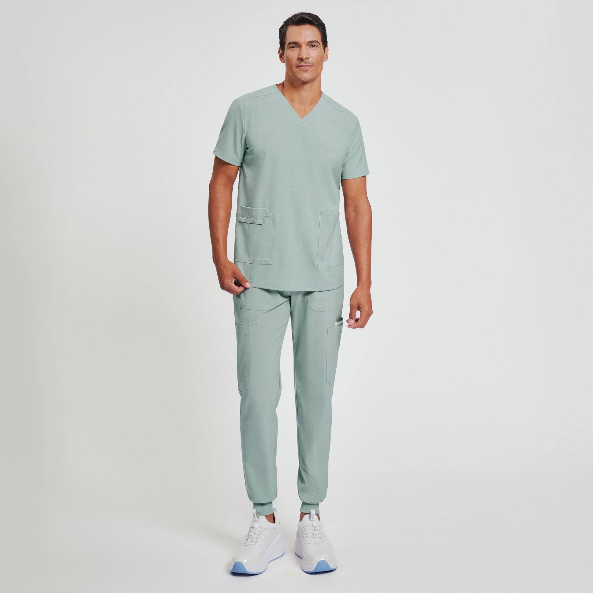Image of Zenir | Men's VersaPocket Scrub Top - Sage Green