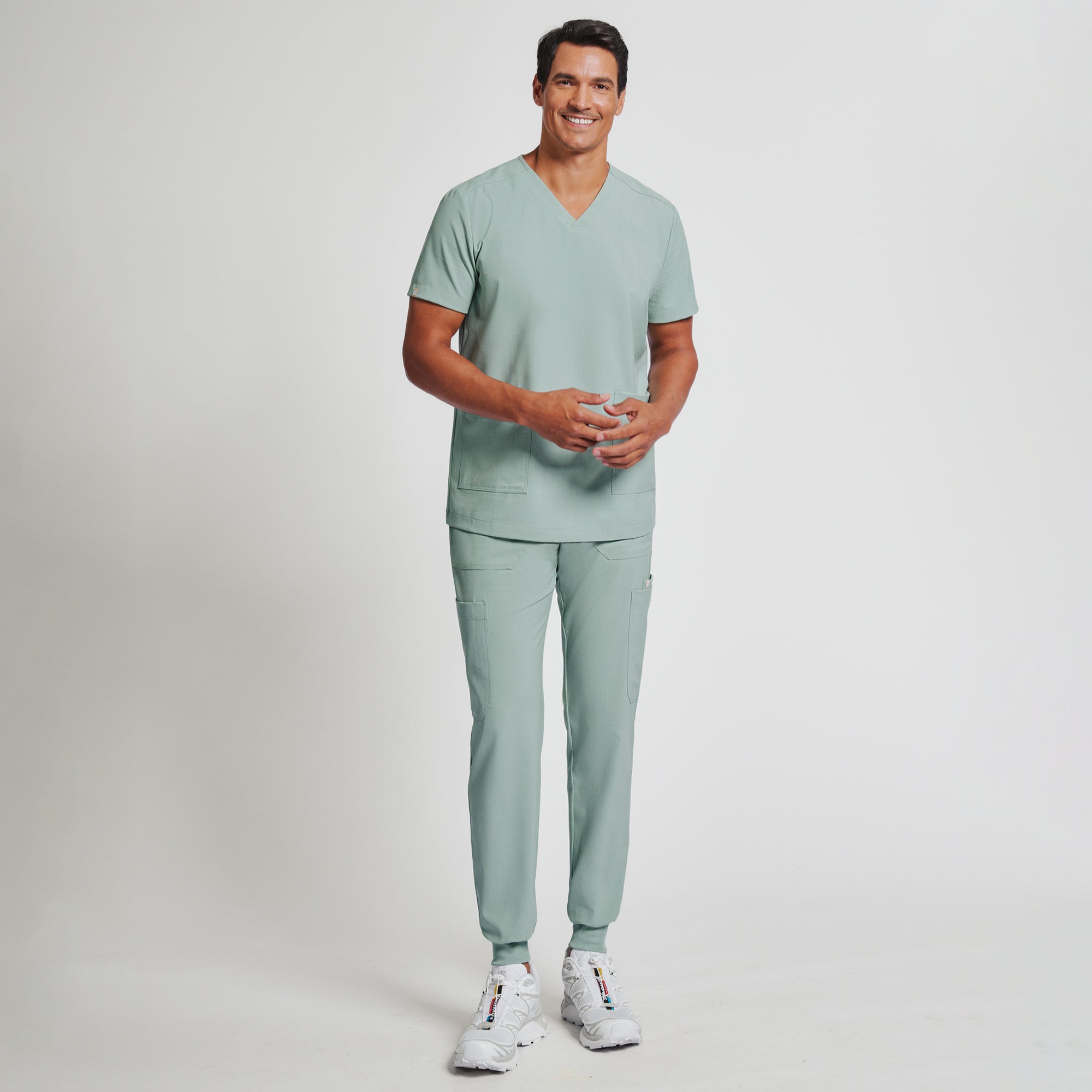 Image of Zenir | Men's Essential 8-Pocket Jogger Scrub Pants - Sage Green