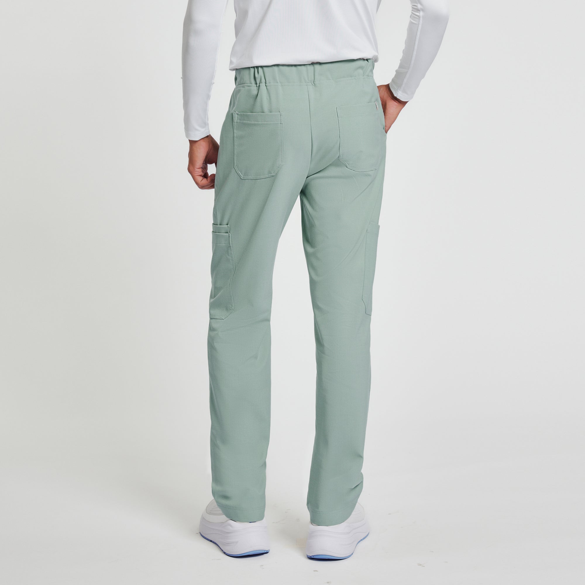 Image of Zenir | Men's Essential 8-Pocket Straight Scrub Pants - Sage Green