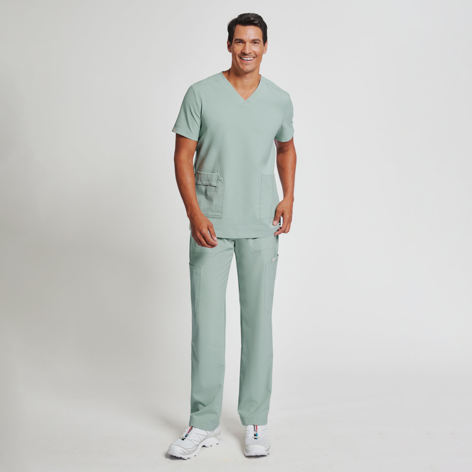 Zenir | Men's Essential 8-Pocket Straight Scrub Pants - Sage Green
