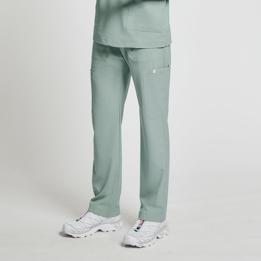 Zenir | Men's Essential 8-Pocket Straight Scrub Pants - Sage Green