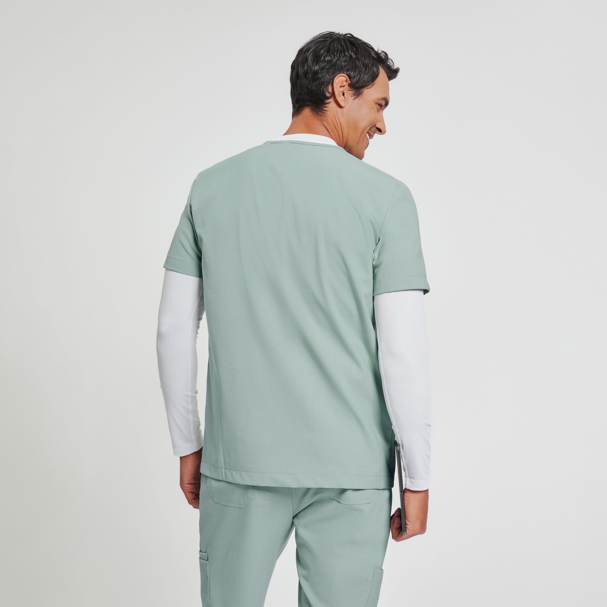 Image of Zenir | Men's VersaPocket Scrub Top - Sage Green
