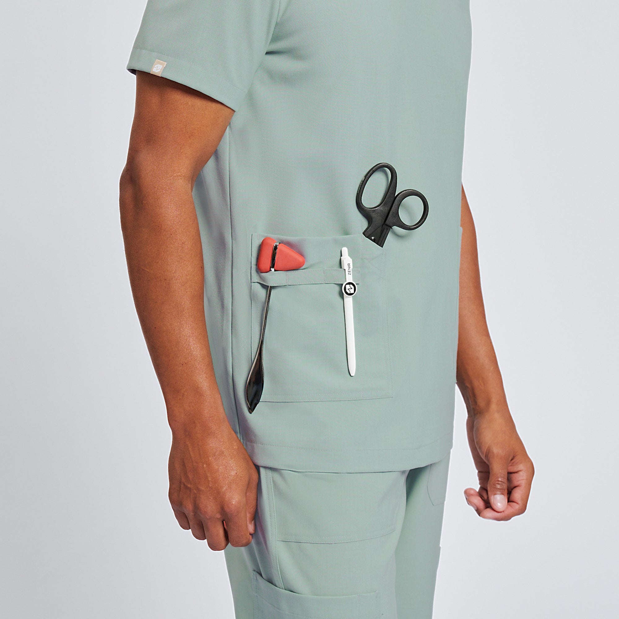 Image of Zenir | Men's VersaPocket Scrub Top - Sage Green