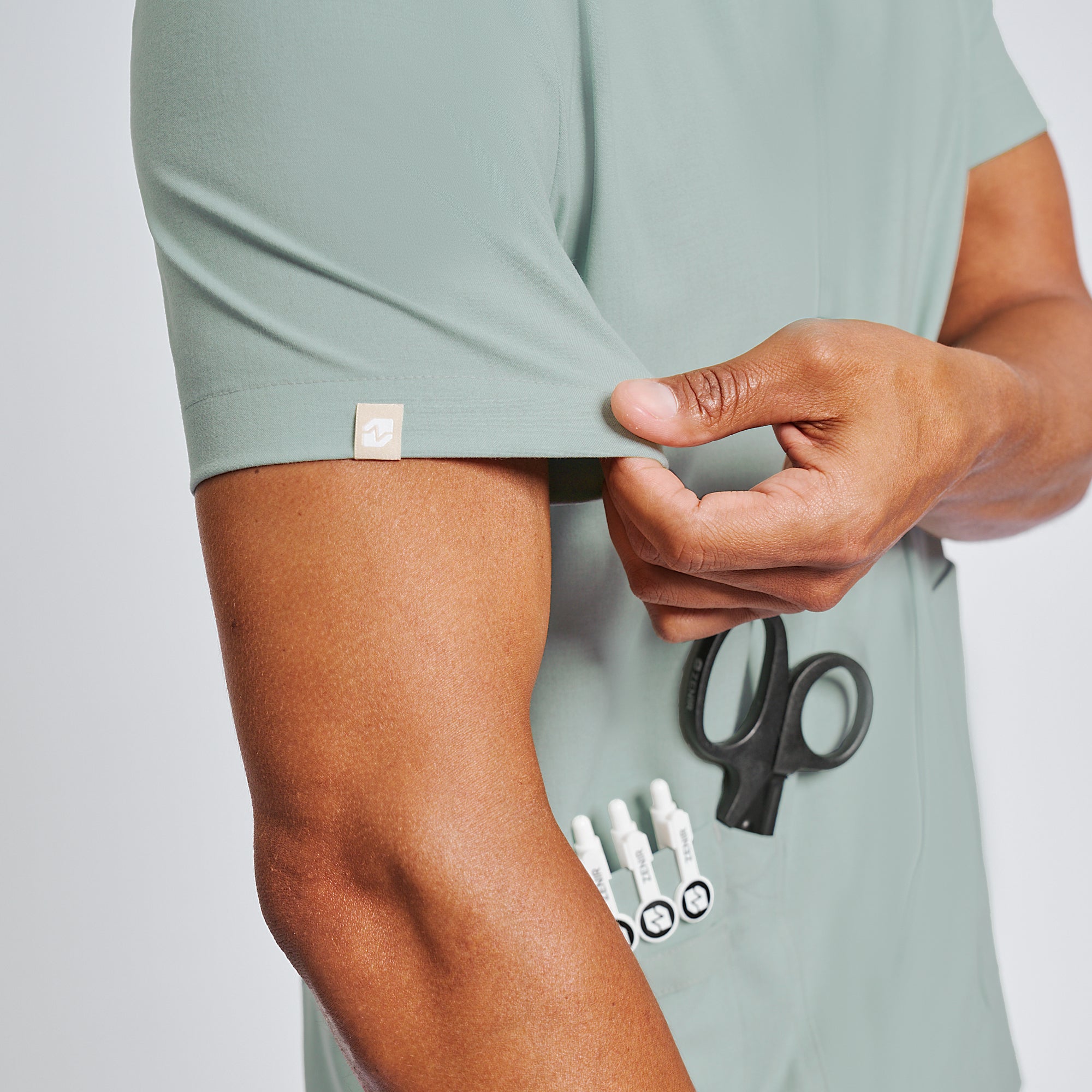 Image of Zenir | Men's VersaPocket Scrub Top - Sage Green