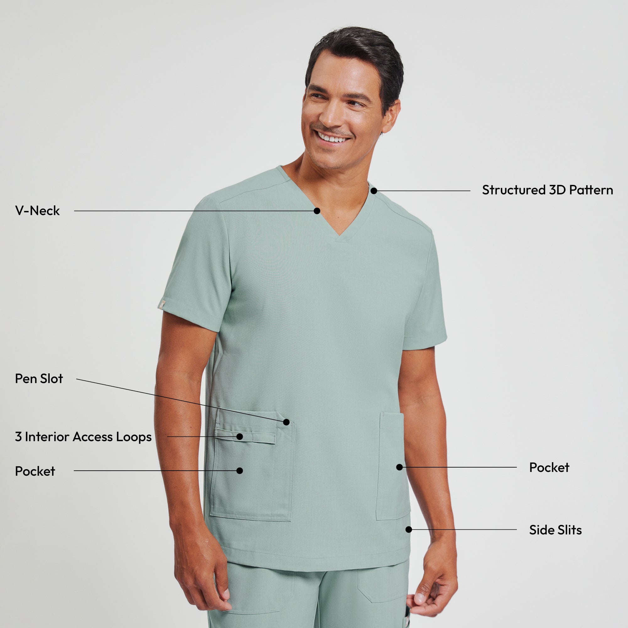 Image of Zenir | Men's VersaPocket Scrub Top - Sage Green