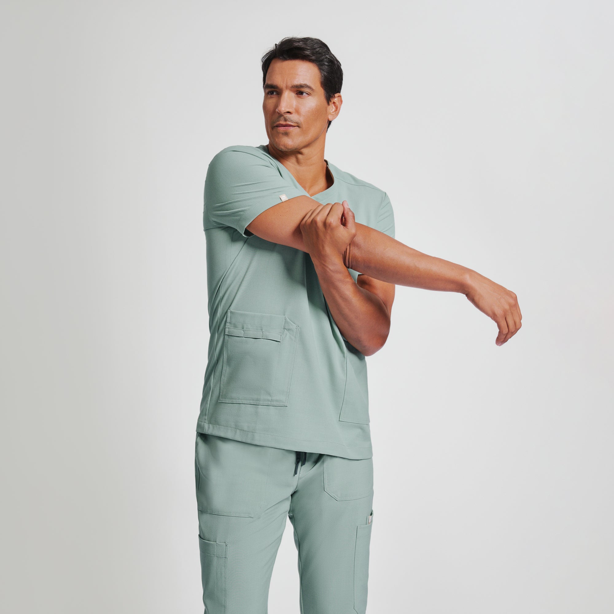 Image of Zenir | Men's VersaPocket Scrub Top - Sage Green