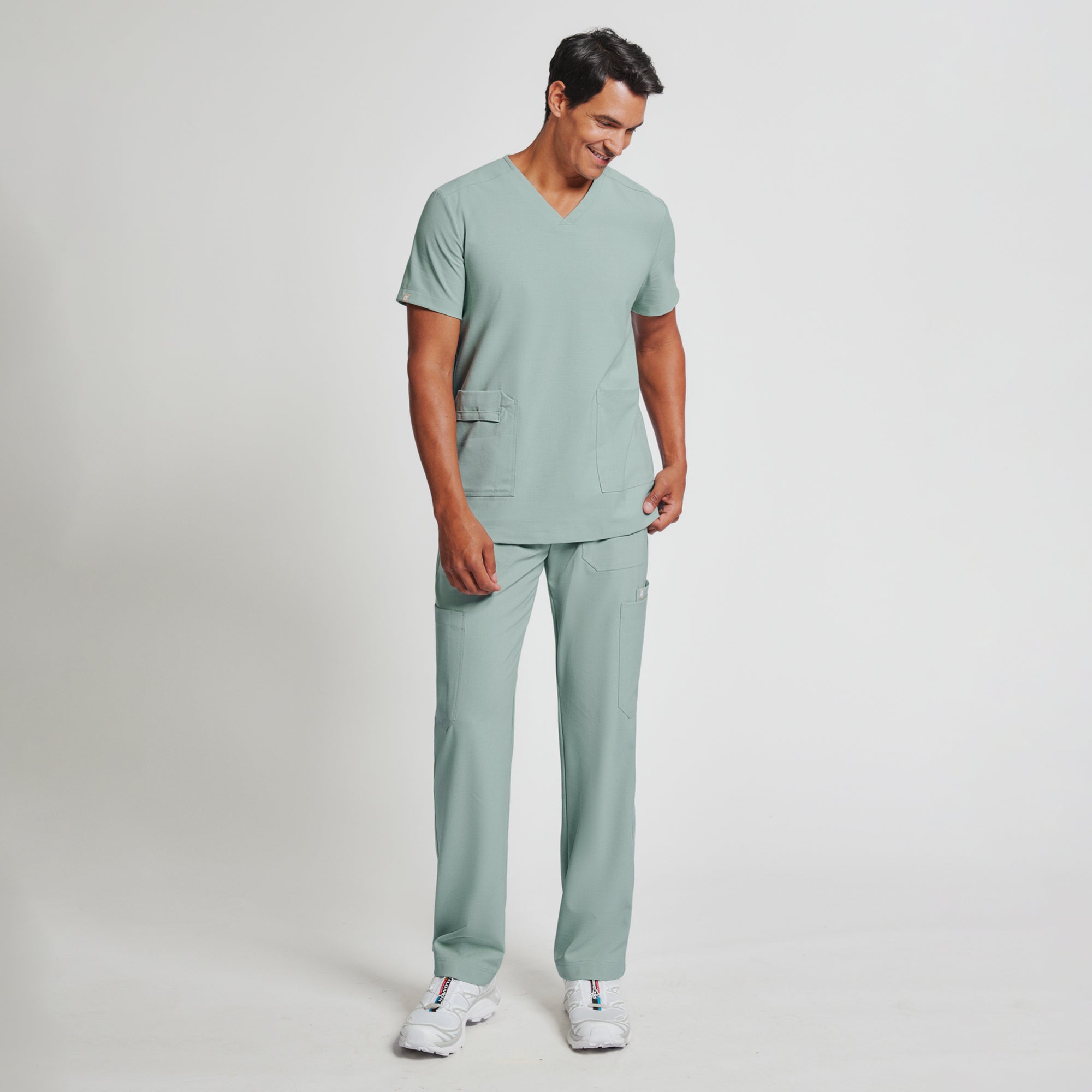 Image of Zenir | Men's VersaPocket Scrub Top - Sage Green