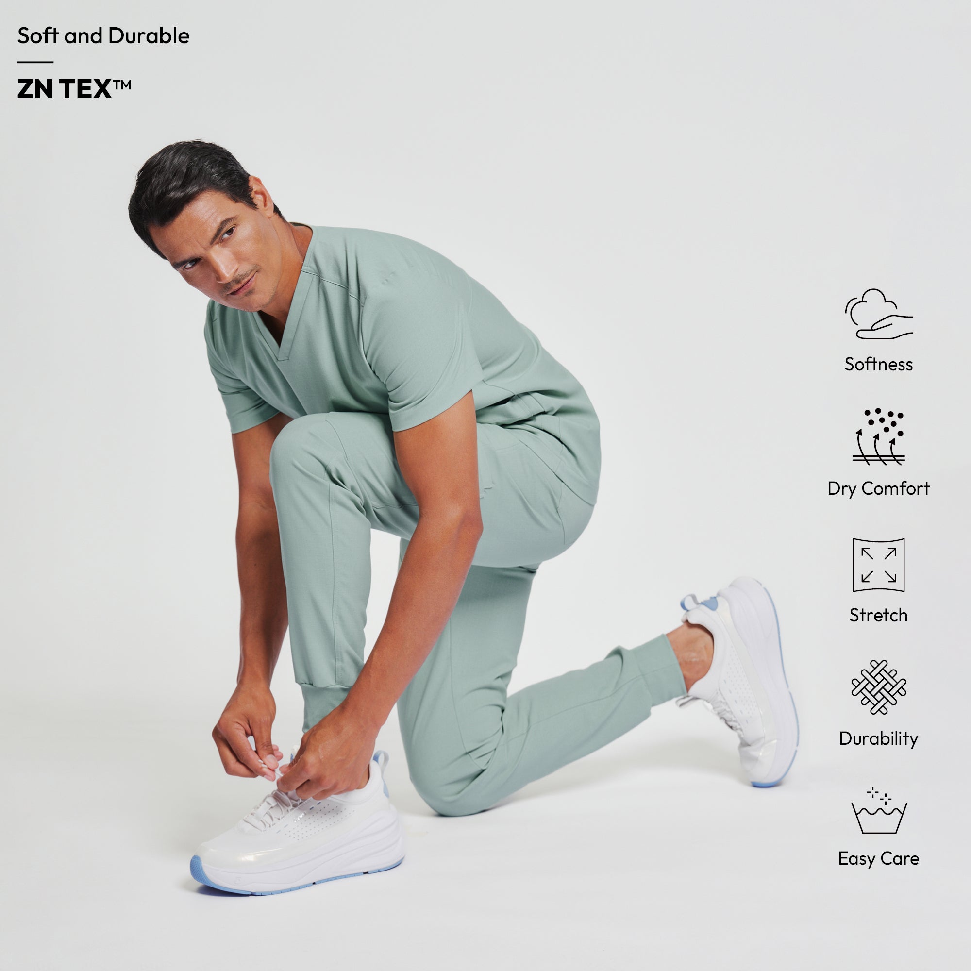 Image of Zenir | Men's VersaPocket Scrub Top - Sage Green