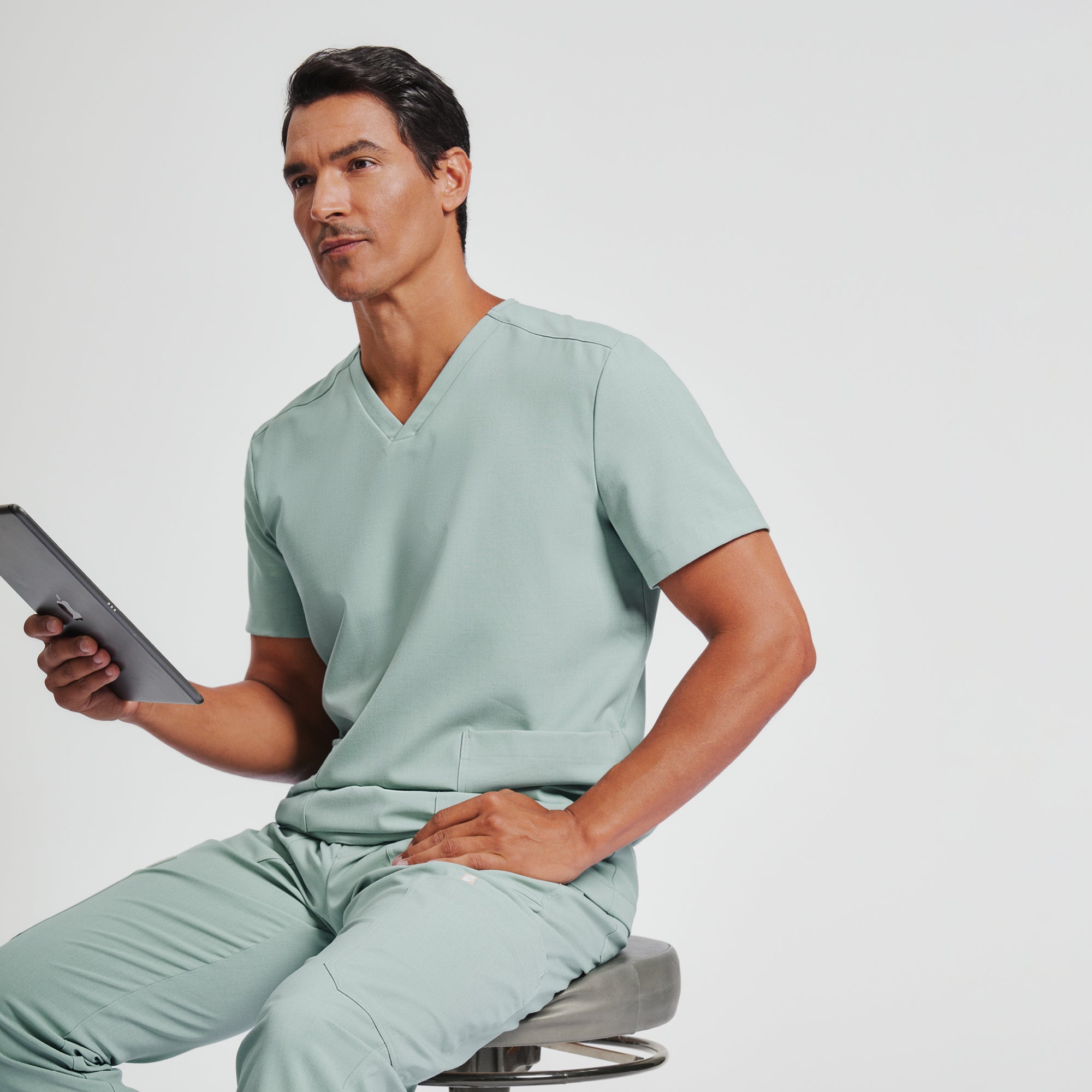 Image of Zenir | Men's VersaPocket Scrub Top - Sage Green