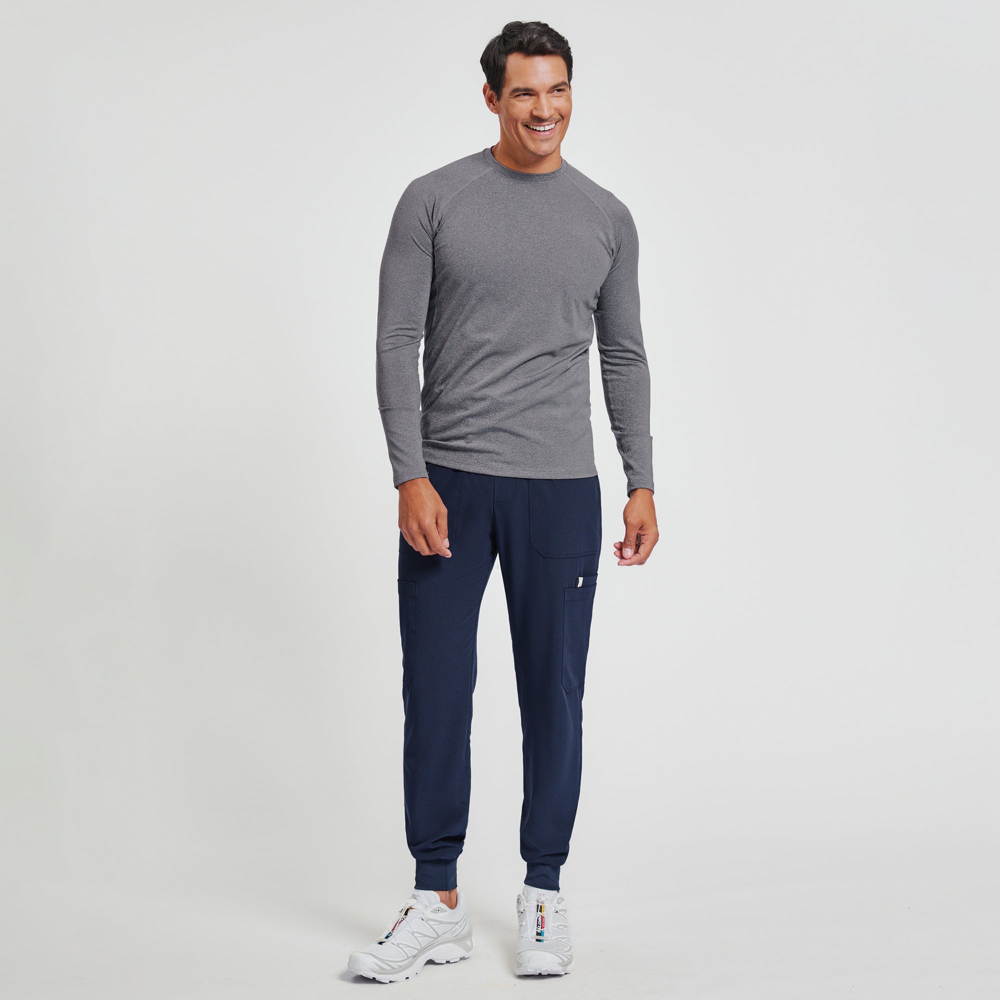 Image of Zenir | Men's Essential Underscrub Top - Stone Gray