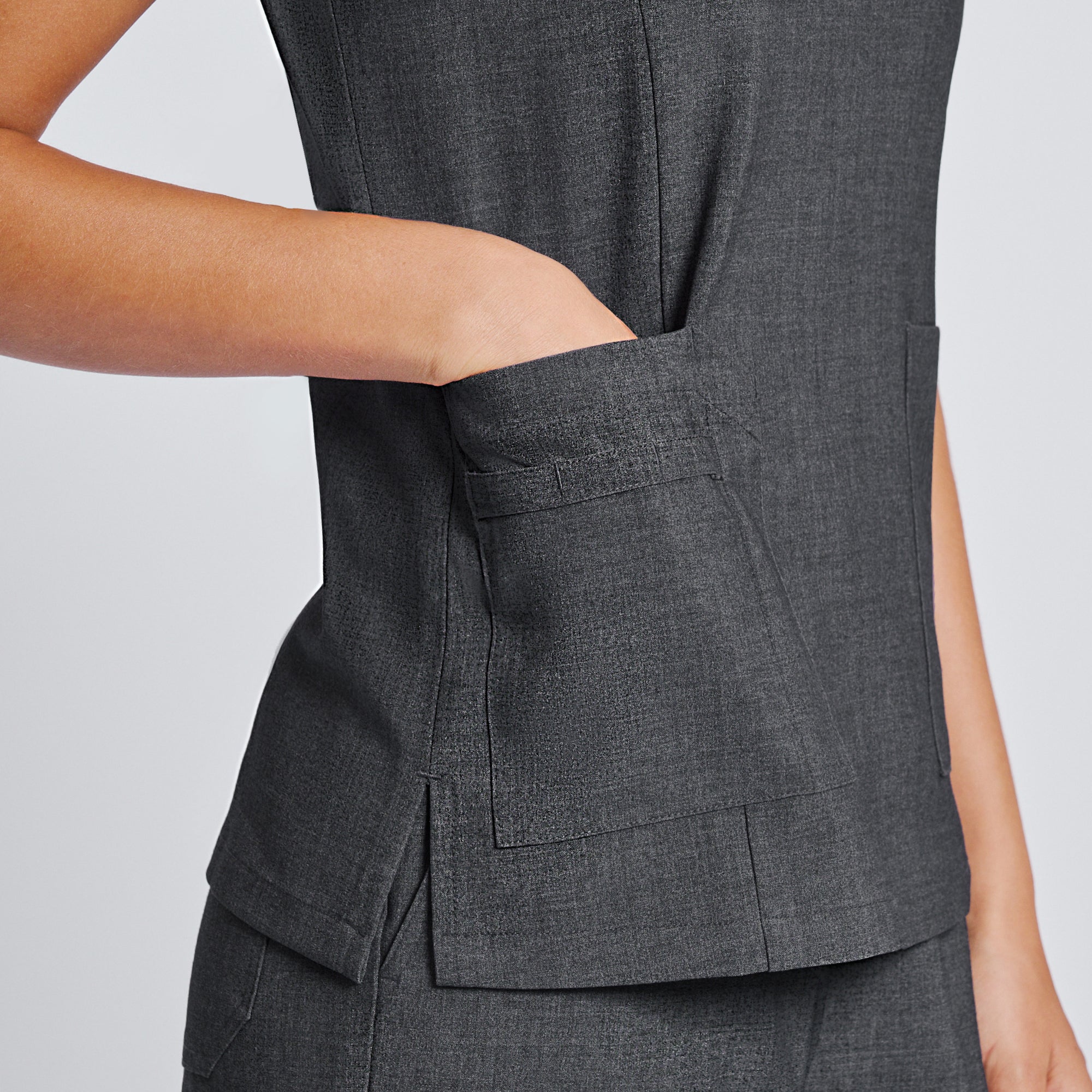 Image of Zenir | Women's VersaPocket Scrub Top - Charcoal Gray
