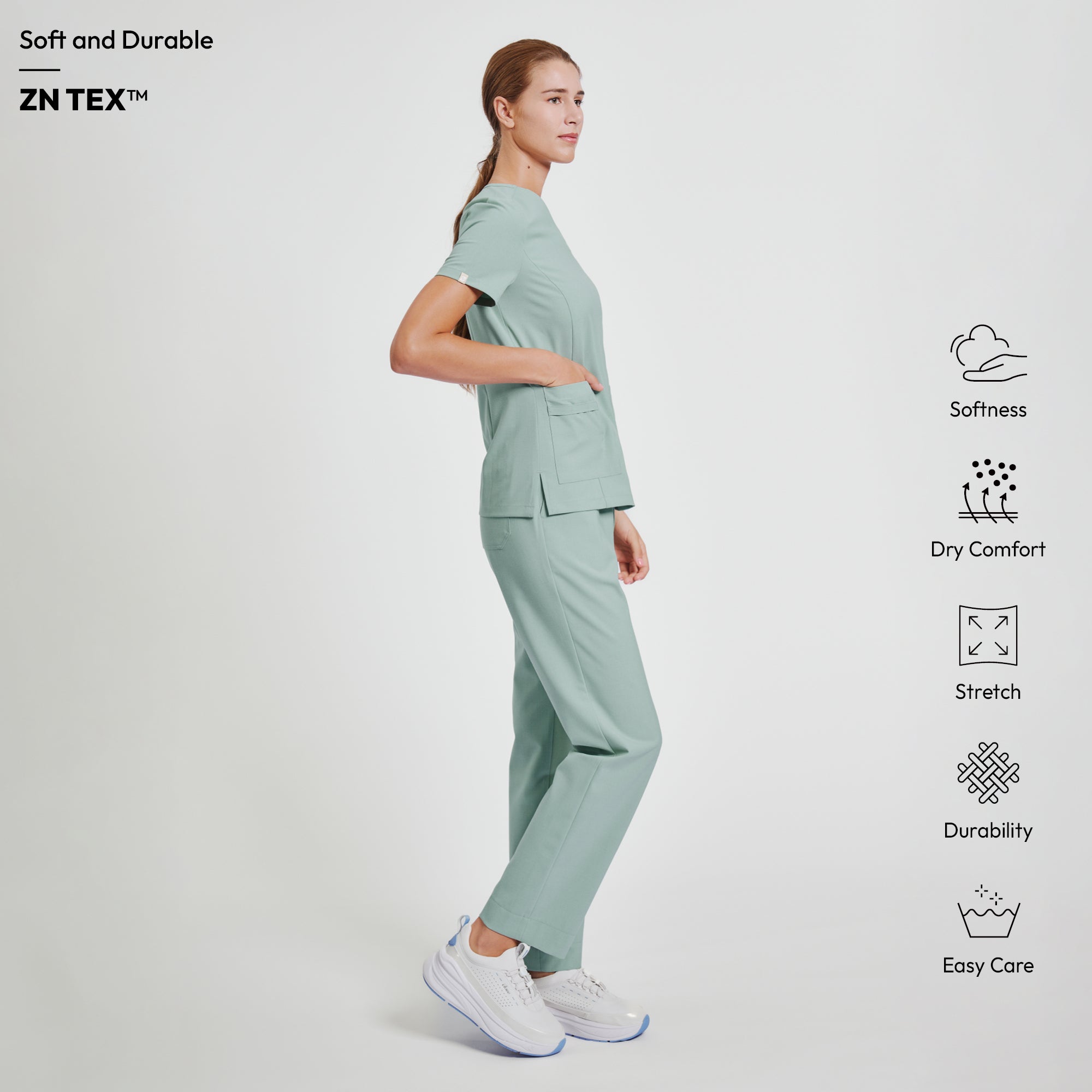 Image of Zenir | Women's VersaPocket Scrub Top - Sage Green