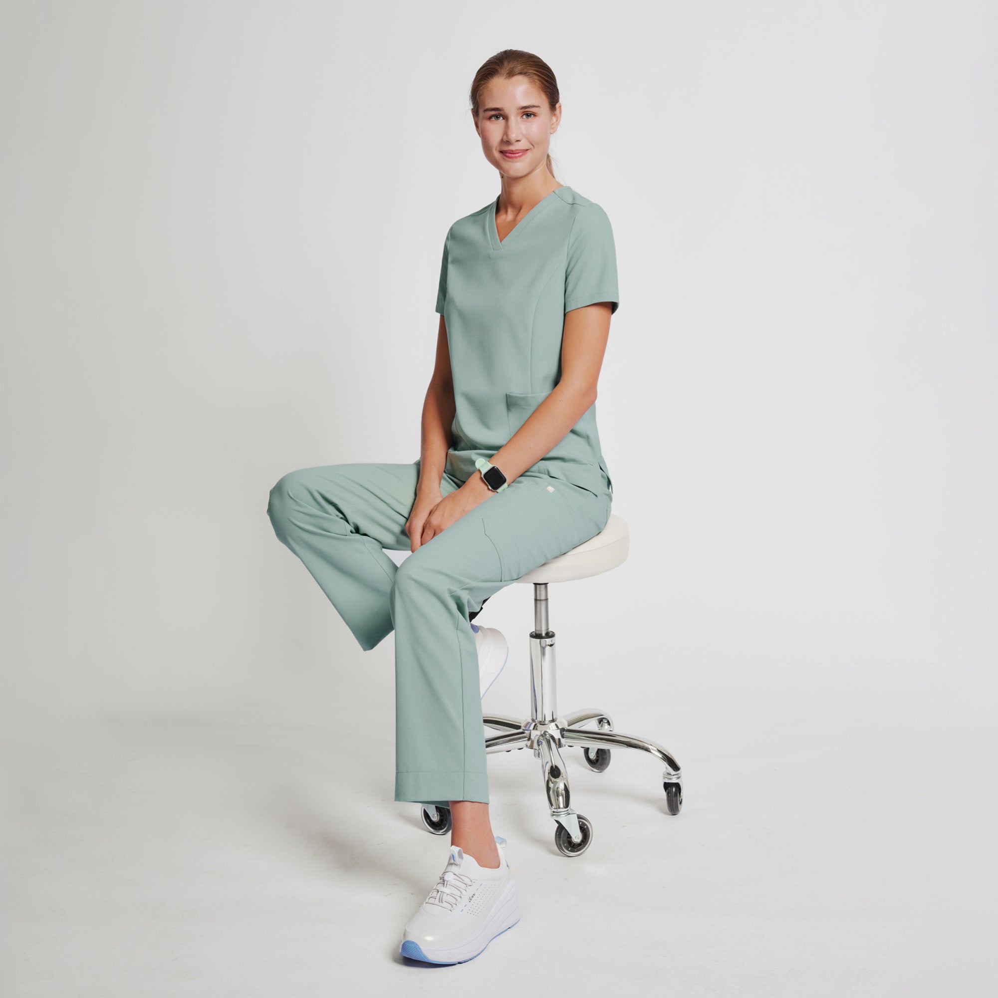 Image of Zenir | Women's VersaPocket Scrub Top - Sage Green