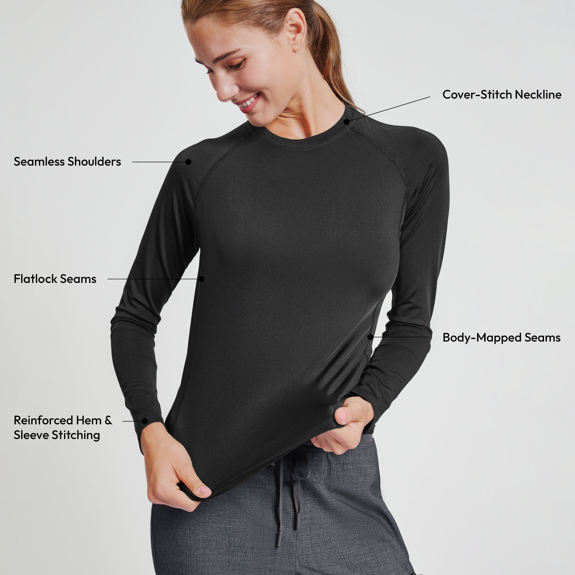 Image of Zenir | Women's Essential Underscrub Top - Black