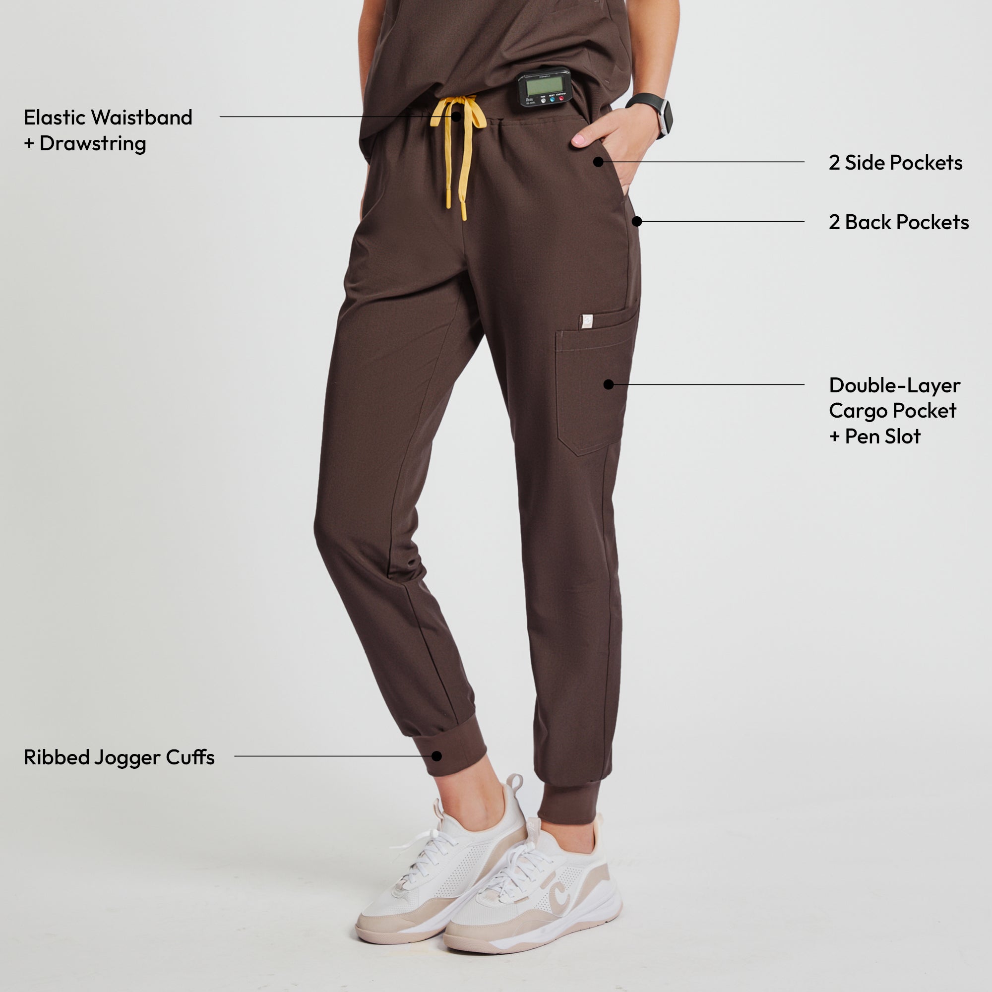 Image of Zenir | Women's Easy-Fit Jogger Scrub Pants - Brown