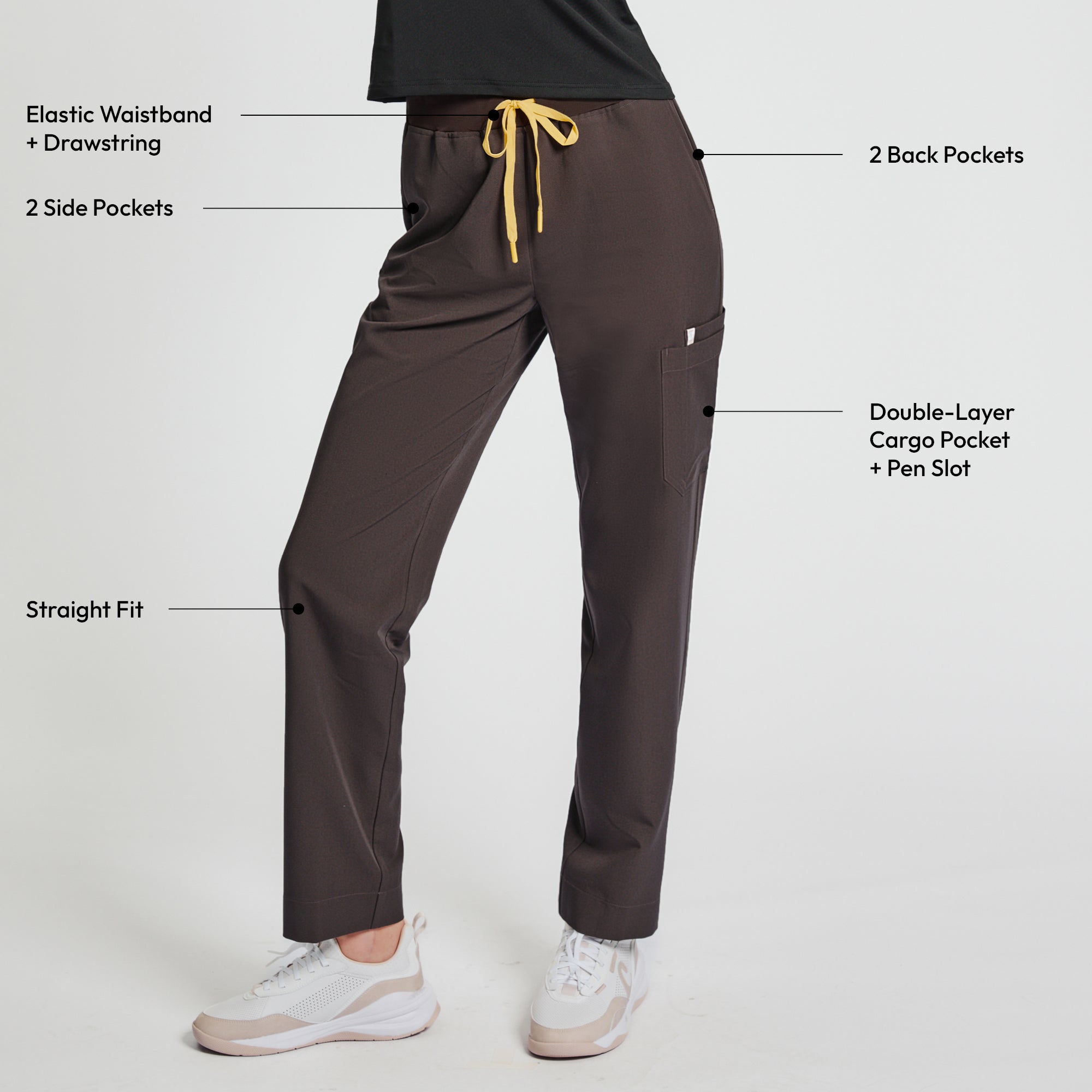 Image of Zenir | Women's Signature Straight Scrub Pants - Brown