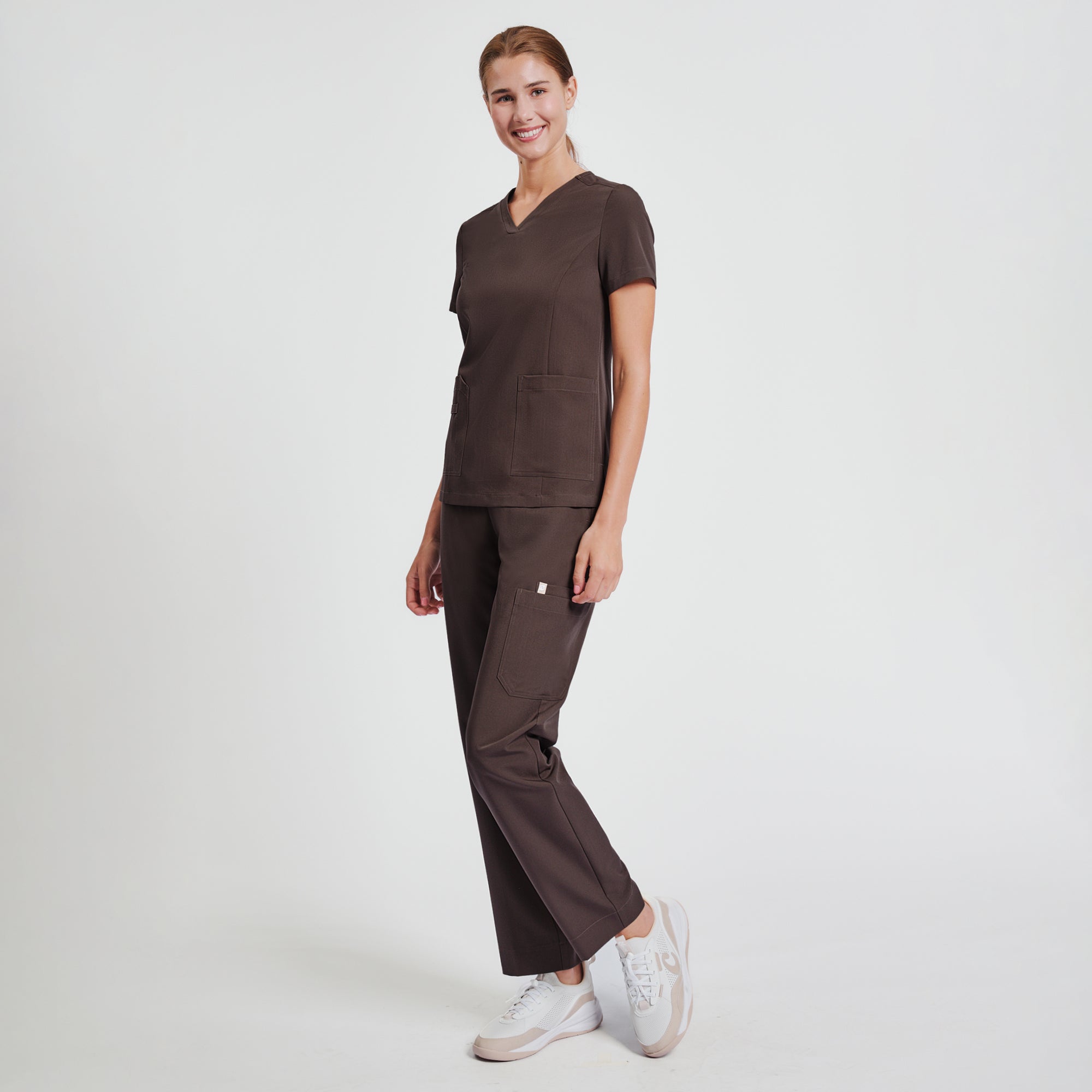 Image of Zenir | Women's Signature Straight Scrub Pants - Brown