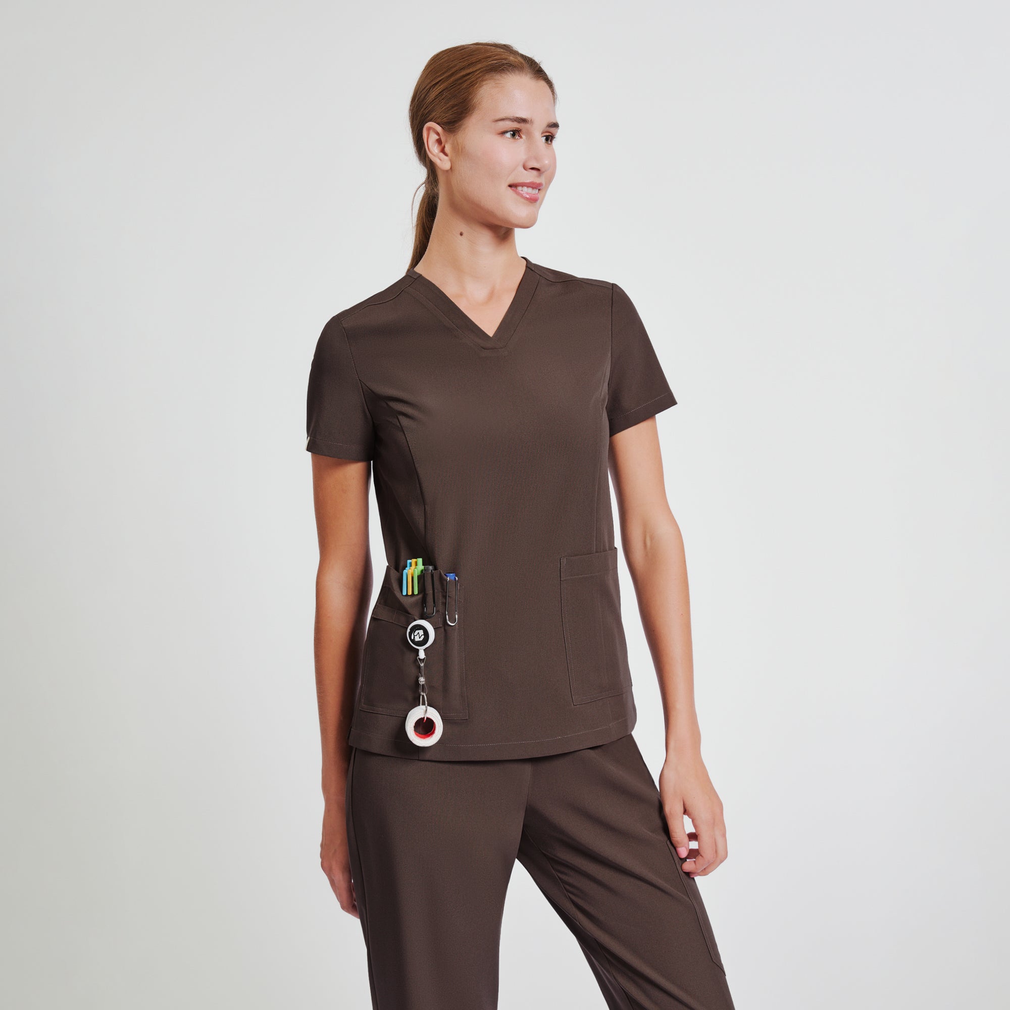 Image of Zenir | Women's Signature Straight Scrub Pants - Brown
