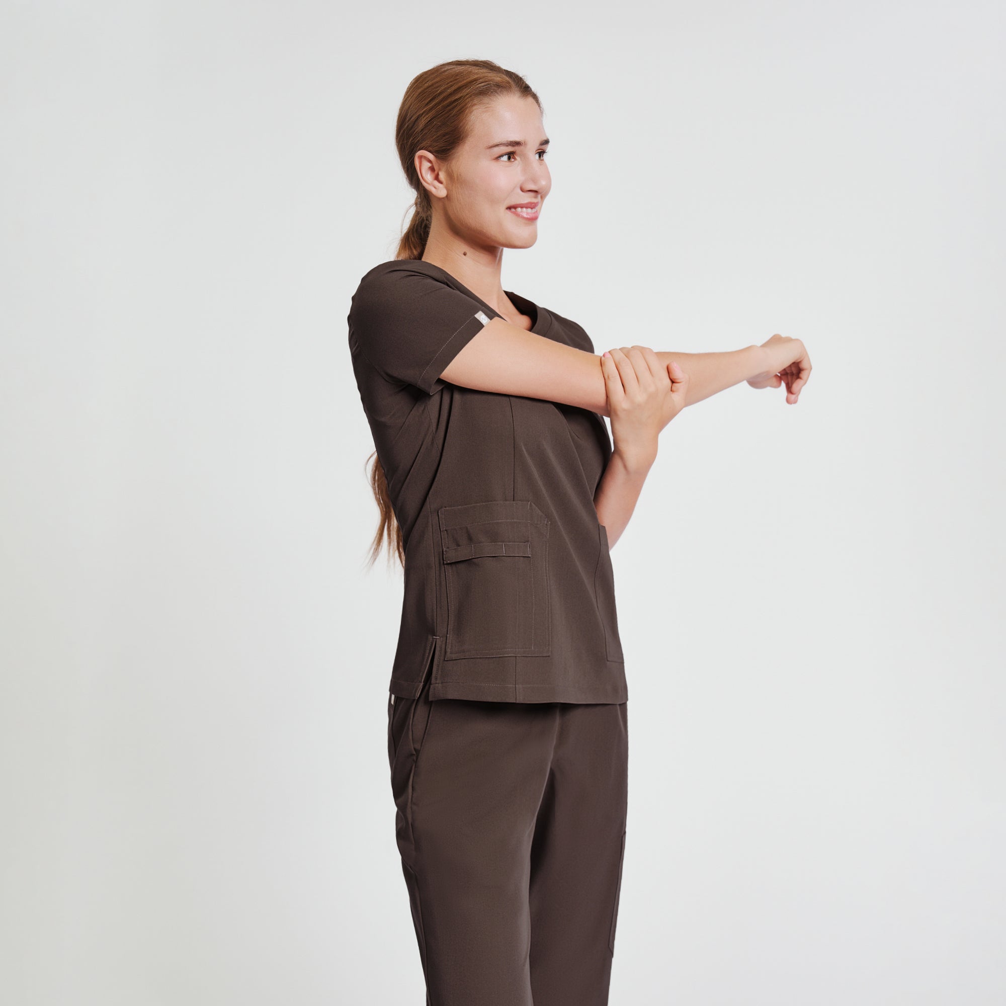 Image of Zenir | Women's Signature Straight Scrub Pants - Brown