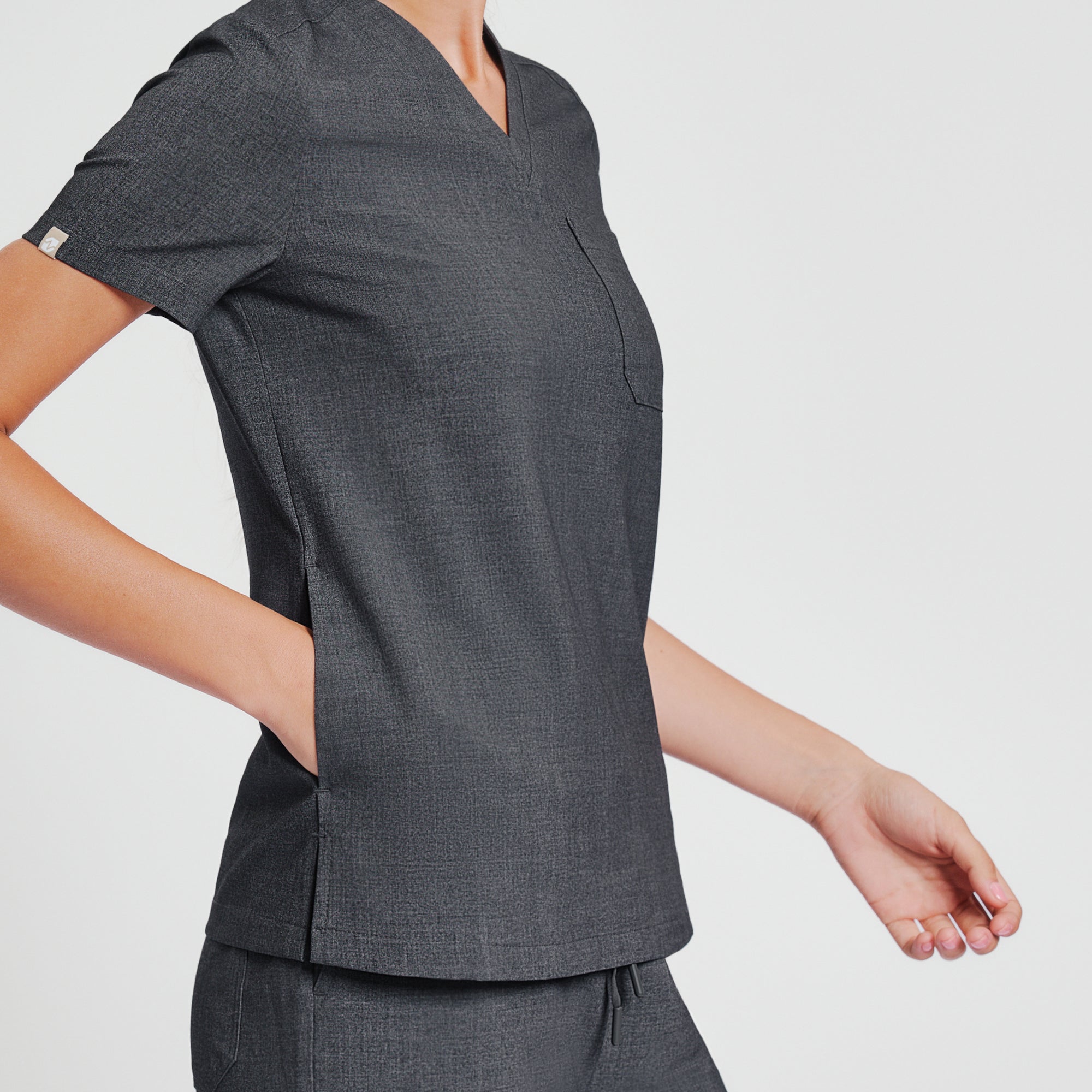 Image of Zenir | Women's Core 3 Pocket Scrub Top - Charcoal Gray